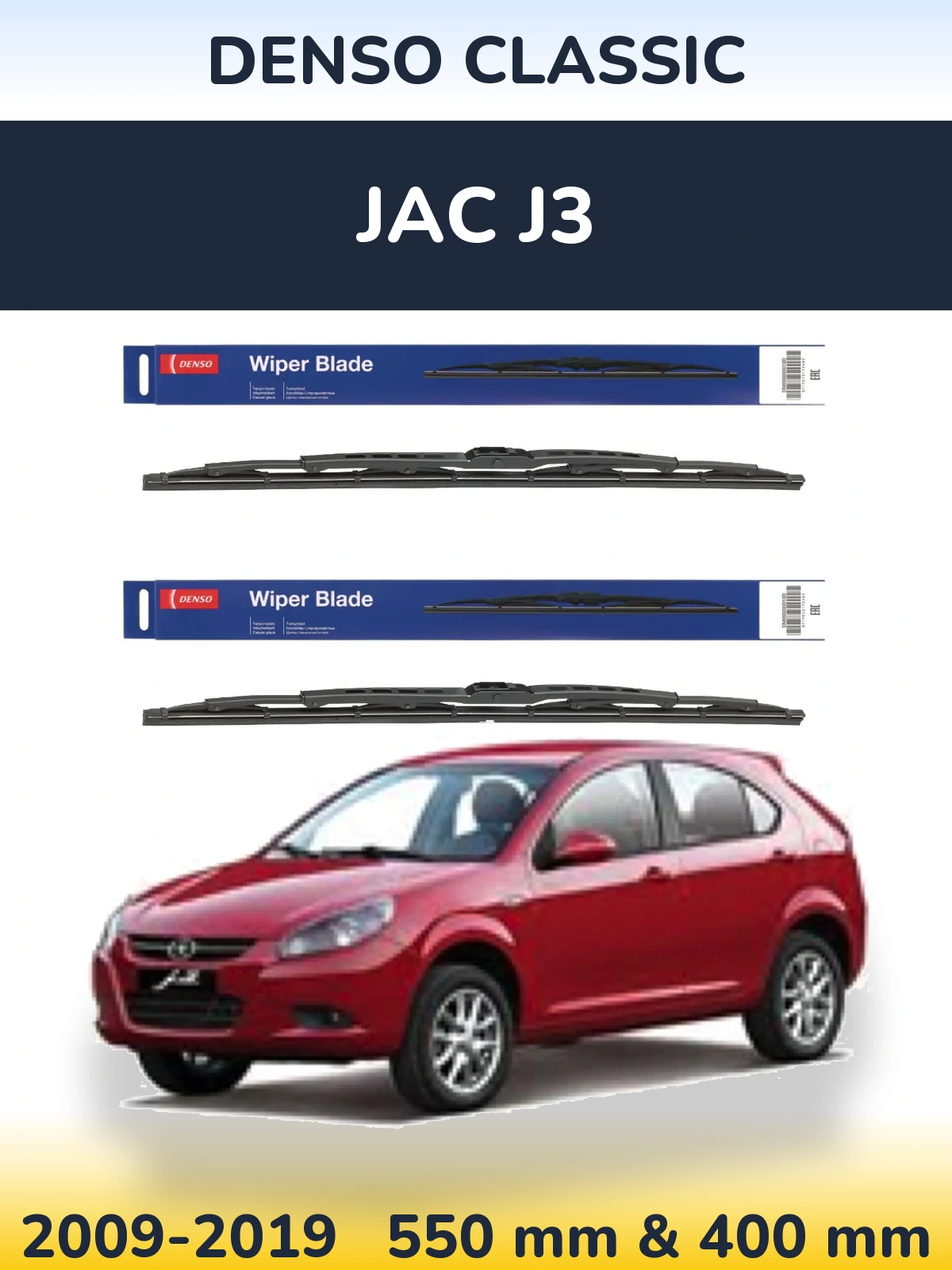 Sada předních stěračů Denso Classic 550 a 400 mm pro JAC J3 2009-2019