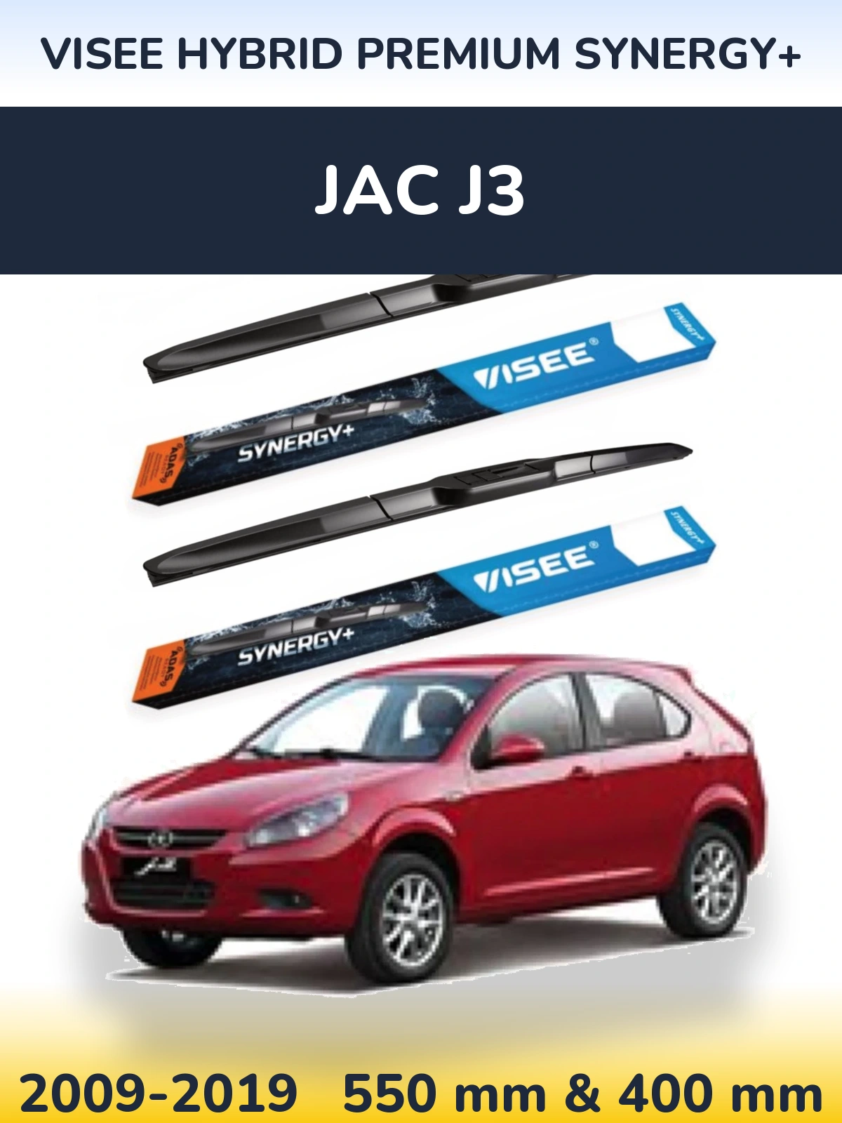 Sada předních stěračů VISEE HYBRID PREMIUM SYNERGY+ 550 a 400 mm pro JAC J3 2009-2019