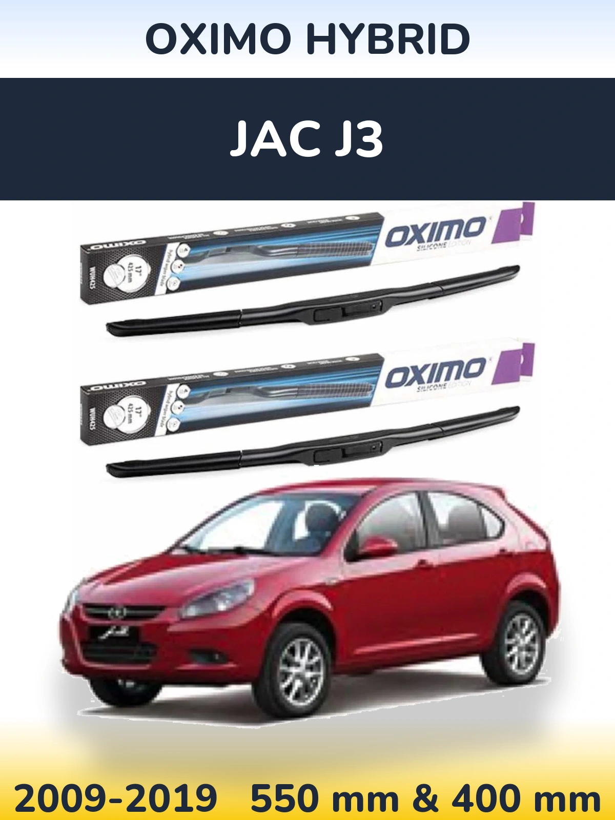 Sada předních stěračů Oximo Hybrid 550 a 400 mm pro JAC J3 2009-2019