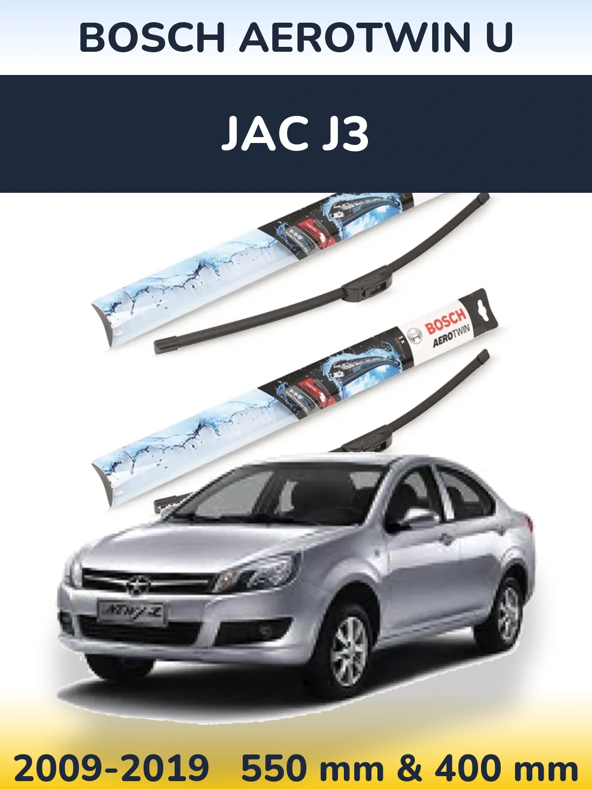 Sada předních stěračů BOSCH AeroTwin U 550 a 400 mm pro JAC J3 2009-2019