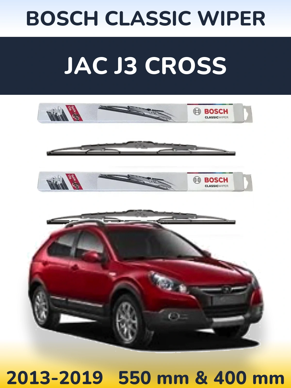 Sada předních stěračů BOSCH Classic Wiper 550 a 400 mm pro JAC J3 Cross 2013-2019