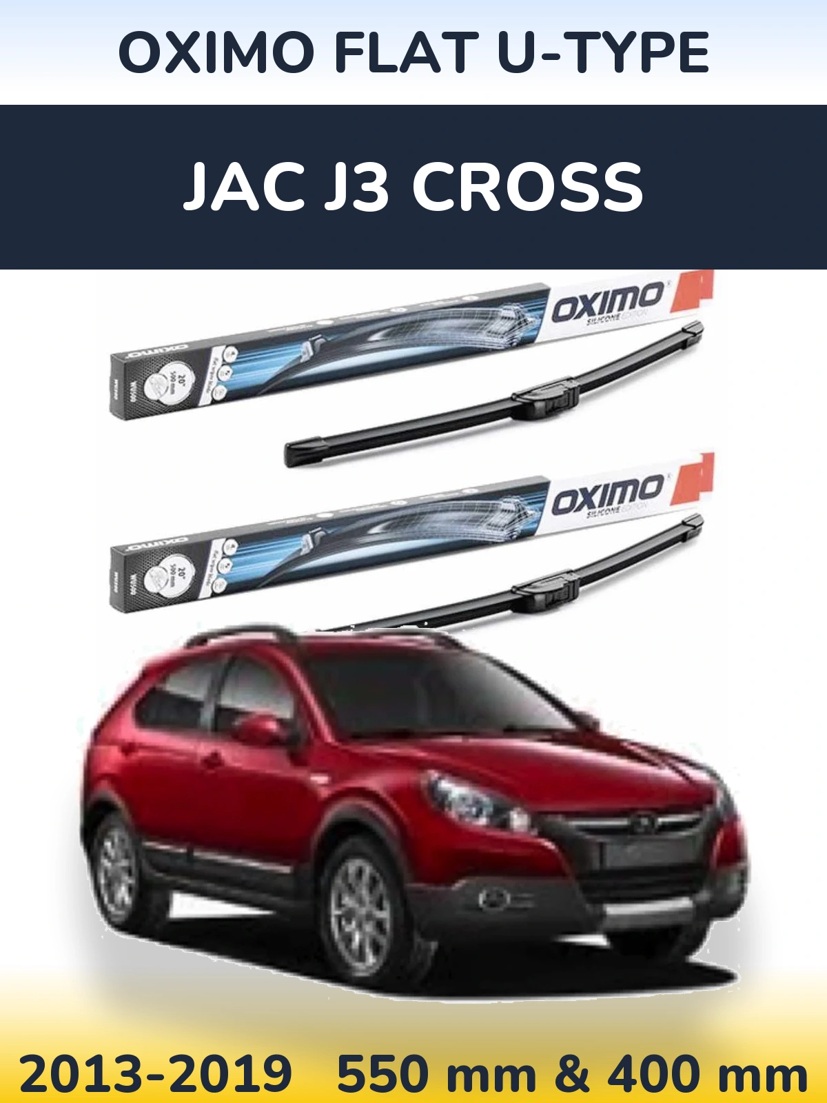 Sada předních stěračů Oximo Flat U-type 550 a 400 mm pro JAC J3 Cross 2013-2019