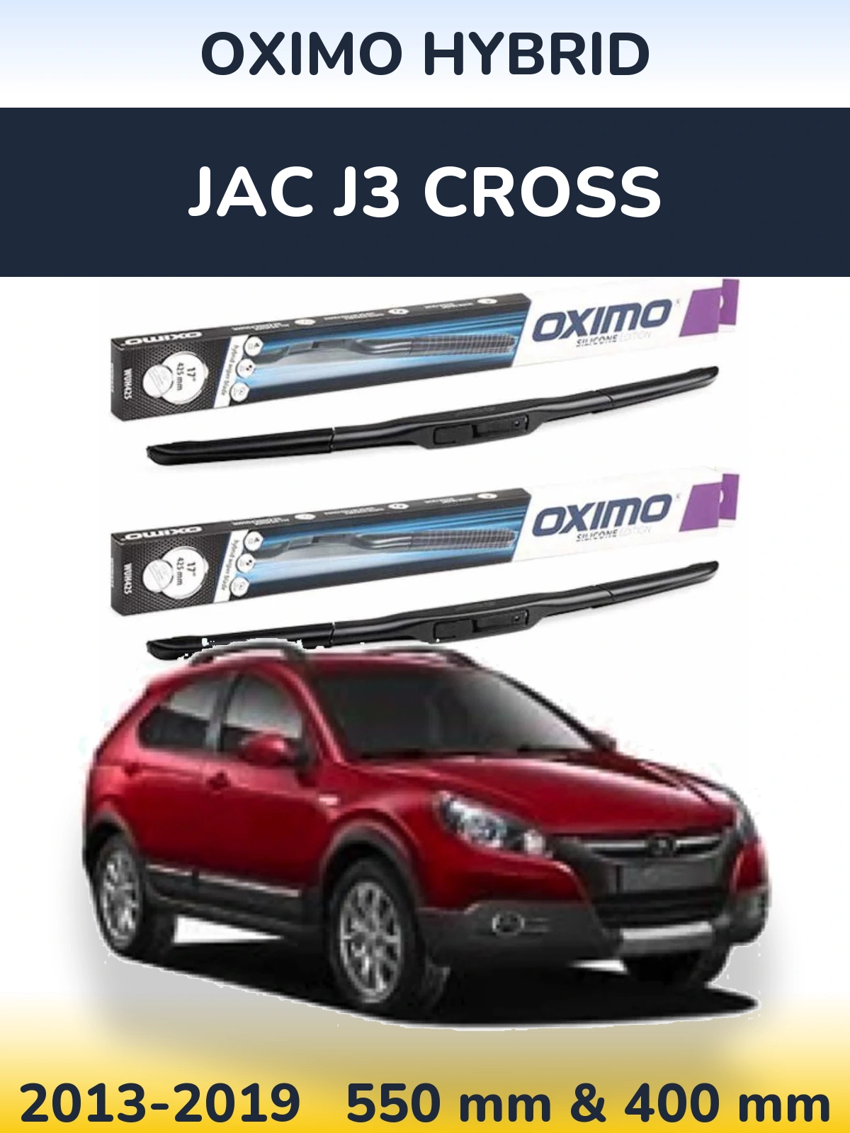 Sada předních stěračů Oximo Hybrid 550 a 400 mm pro JAC J3 Cross 2013-2019