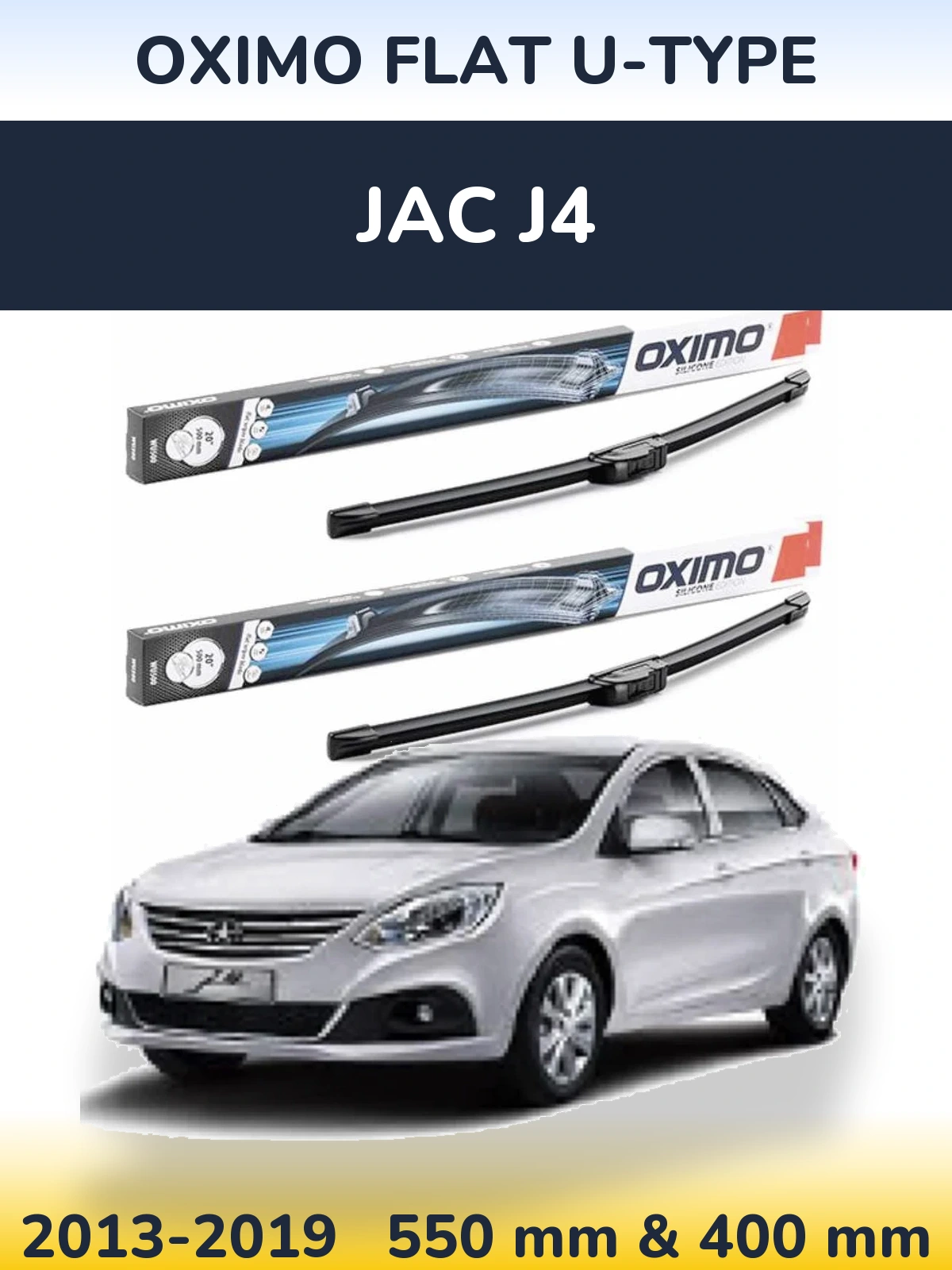Sada předních stěračů Oximo Flat U-type 550 a 400 mm pro JAC J4 2013-2019