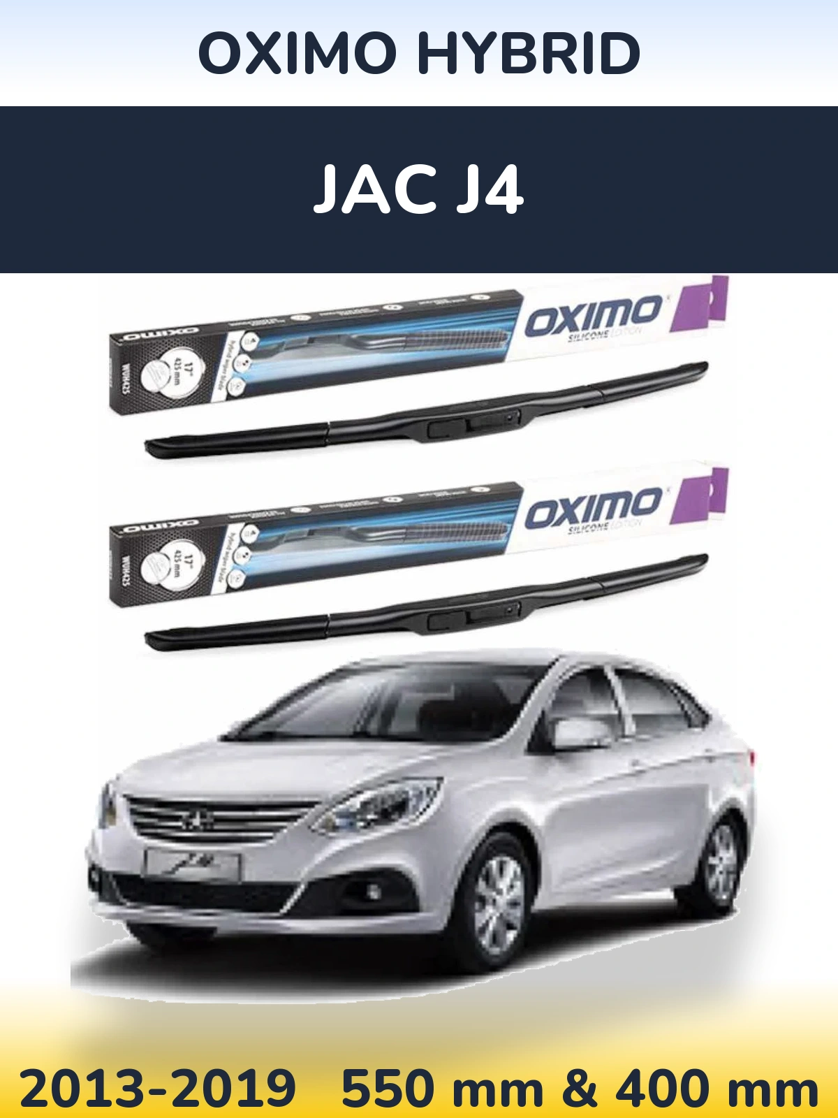 Sada předních stěračů Oximo Hybrid 550 a 400 mm pro JAC J4 2013-2019