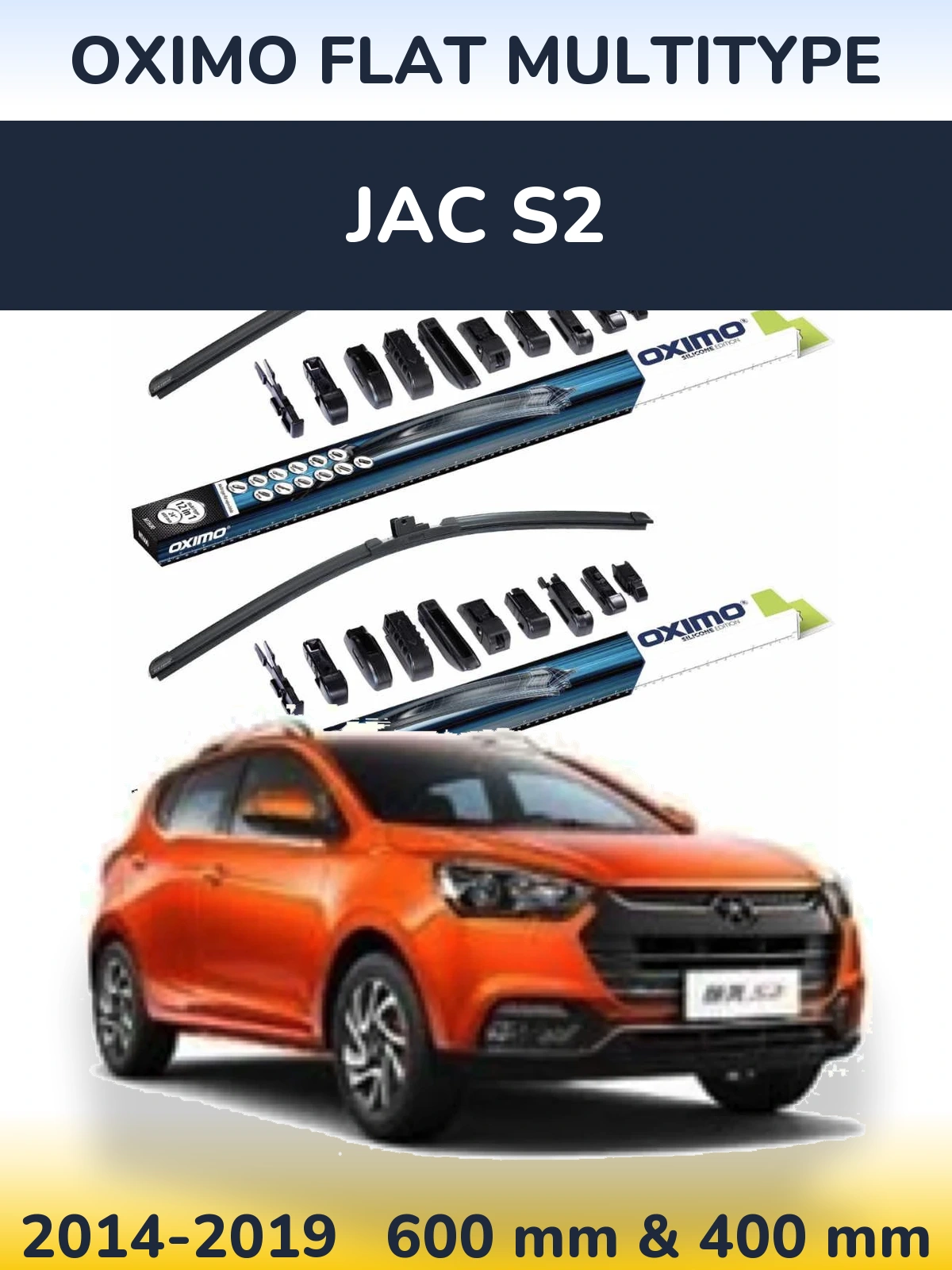 Sada předních stěračů Oximo Flat MultiType 600 a 400 mm pro JAC S2 2014-2019