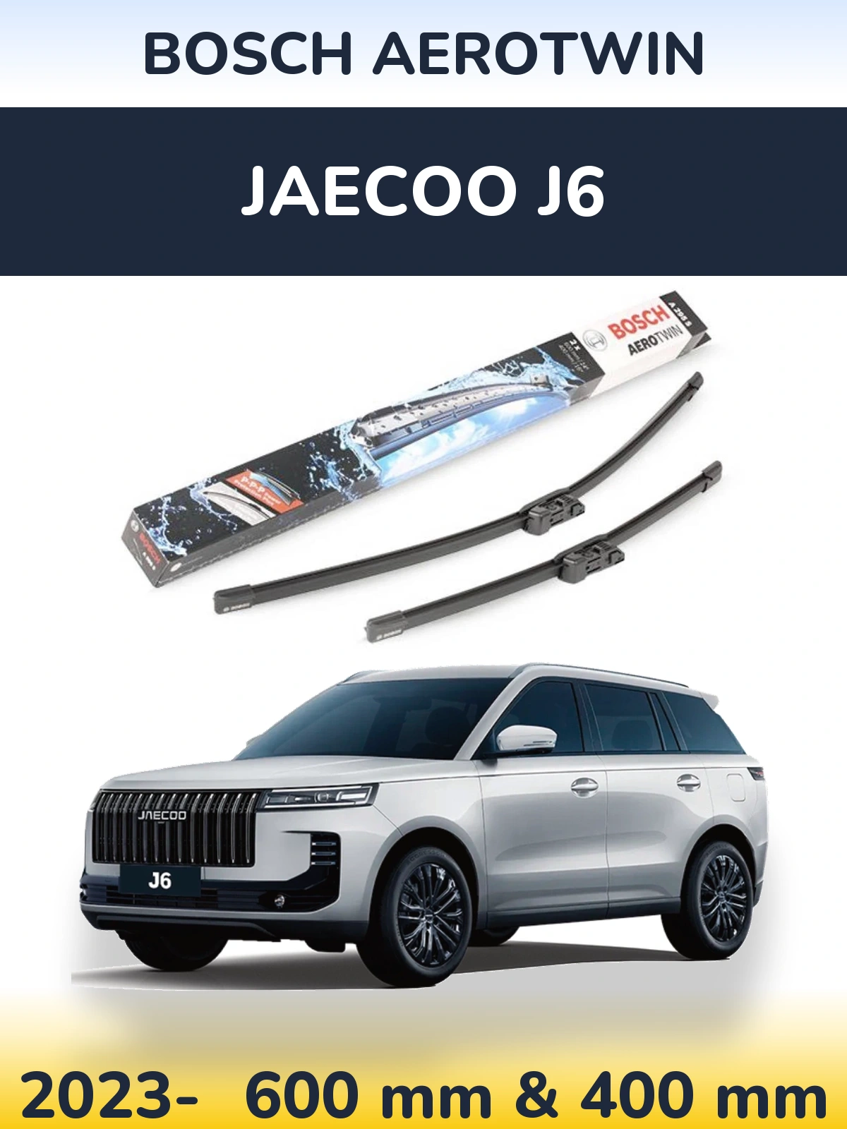 Sada předních stěračů BOSCH AeroTwin 600 a 400 mm pro Jaecoo J6 2023-2026