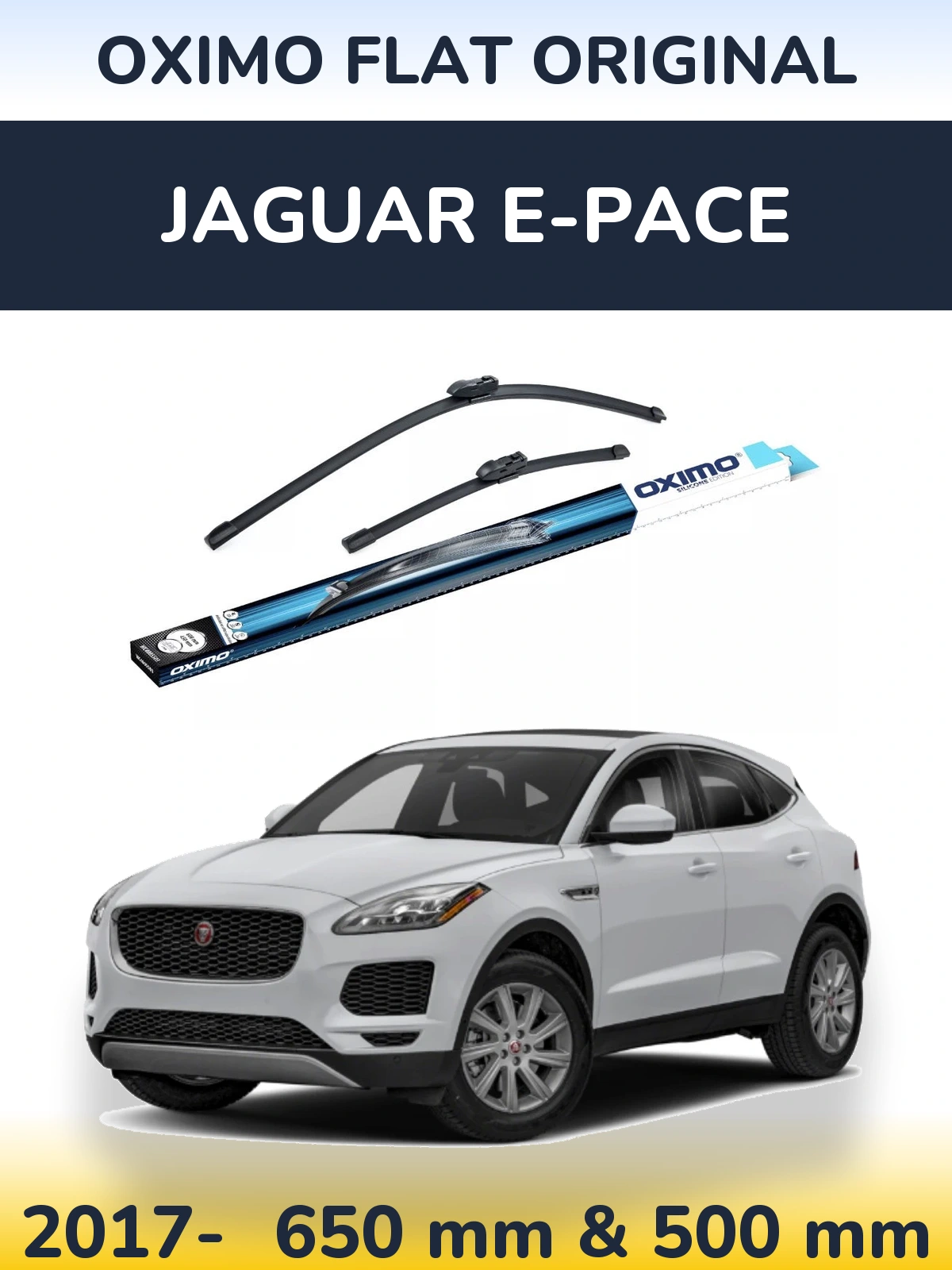 Sada předních stěračů Oximo Flat Original 650 a 500 mm pro Jaguar E-Pace 2017-2026