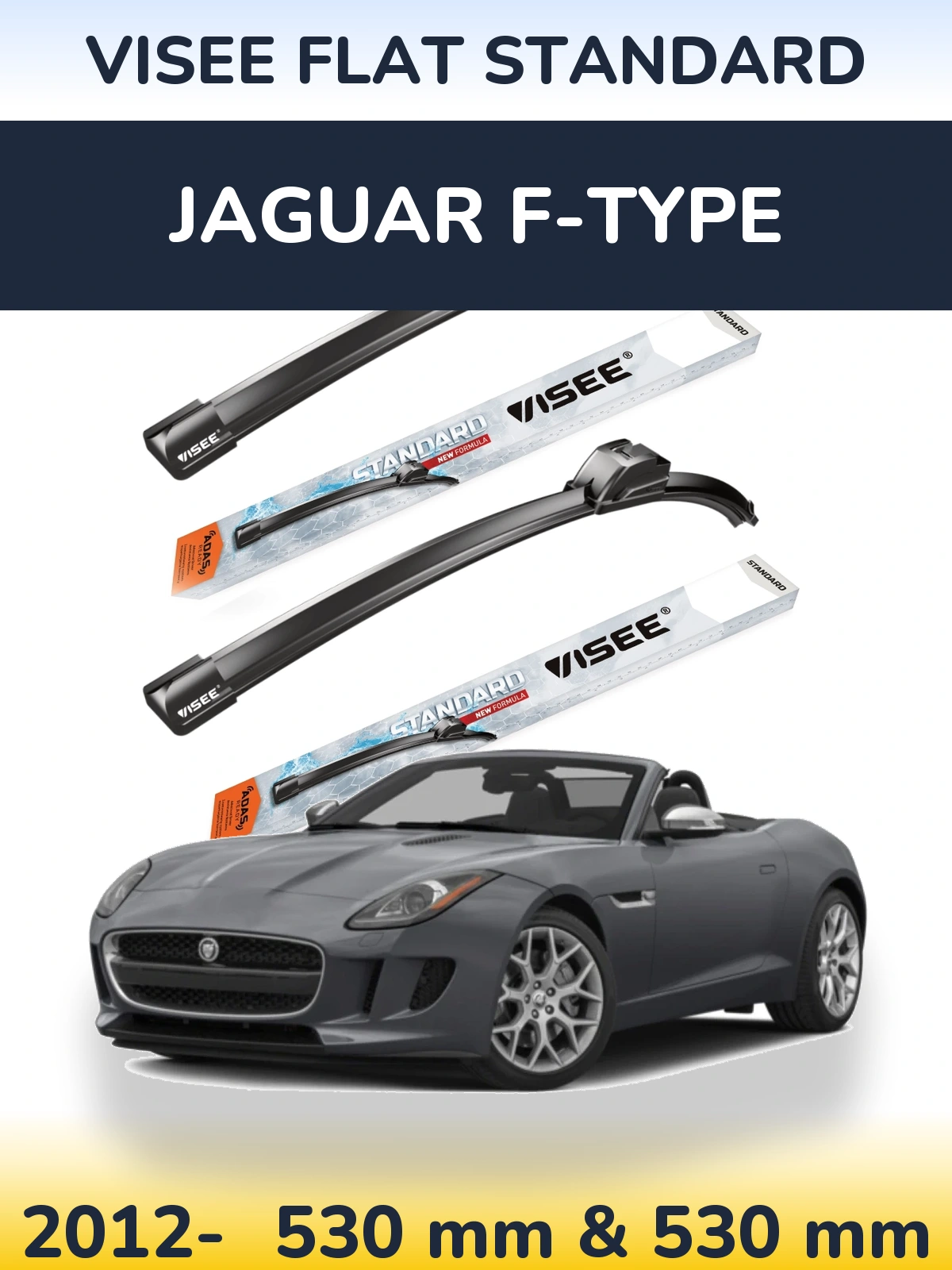 Sada předních stěračů VISEE FLAT STANDARD 530 a 530 mm pro Jaguar F-Type 2012-2026