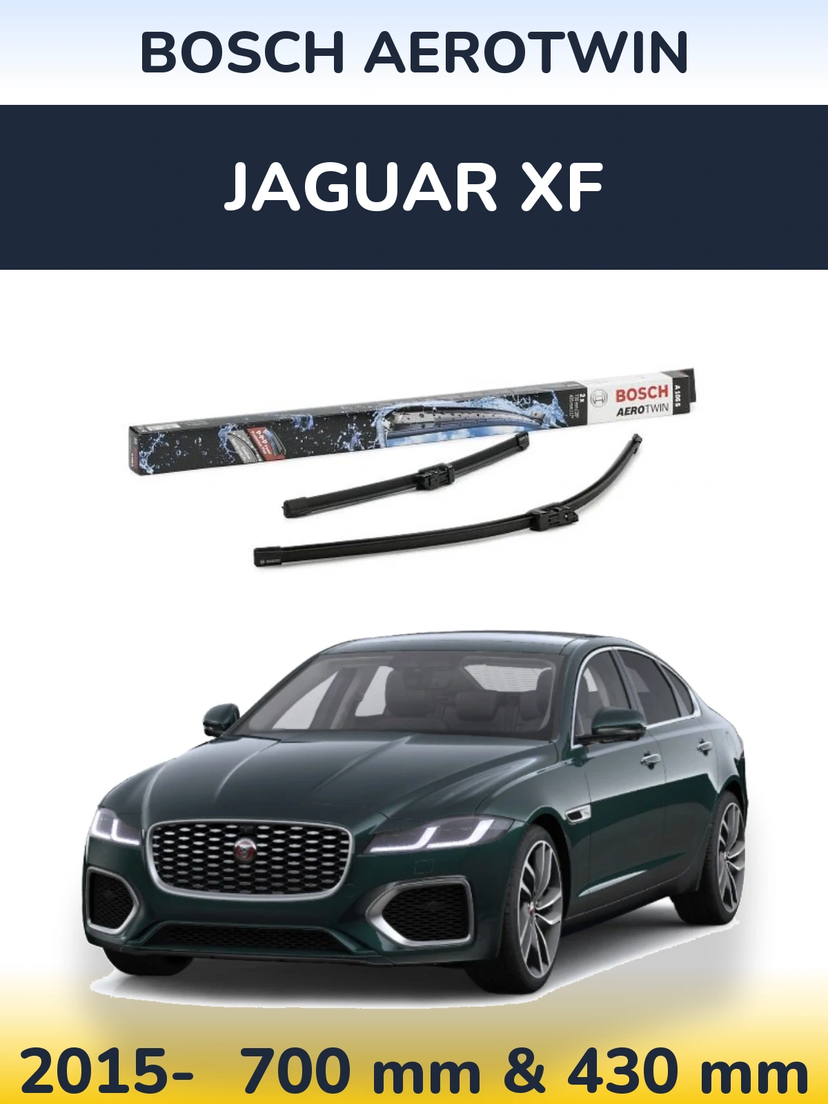 Sada předních stěračů BOSCH AeroTwin 700 a 430 mm pro Jaguar XF 2015-2026