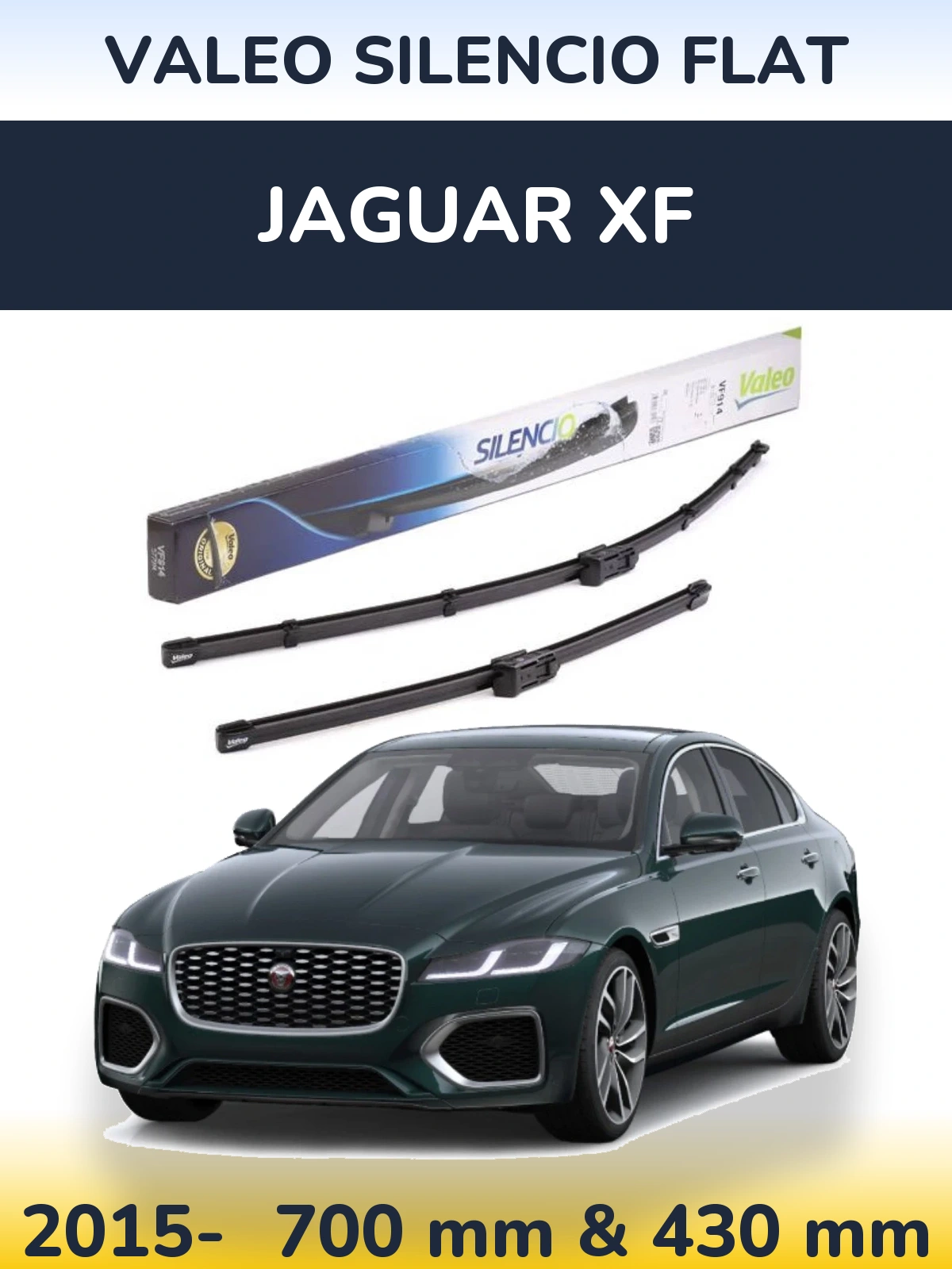 Комплект передніх щіток Valeo Silencio Flat 680 & 430 мм для Jaguar XF 2015-2026