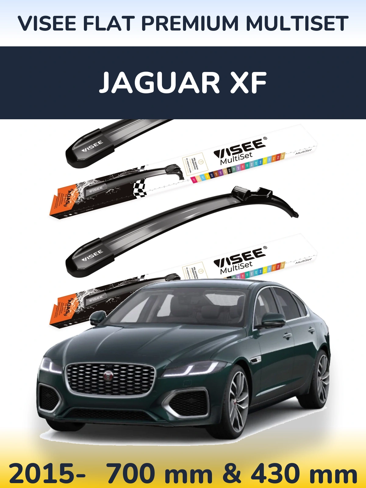 Sada předních stěračů VISEE FLAT PREMIUM MultiSet 700 a 430 mm pro Jaguar XF 2015-2026