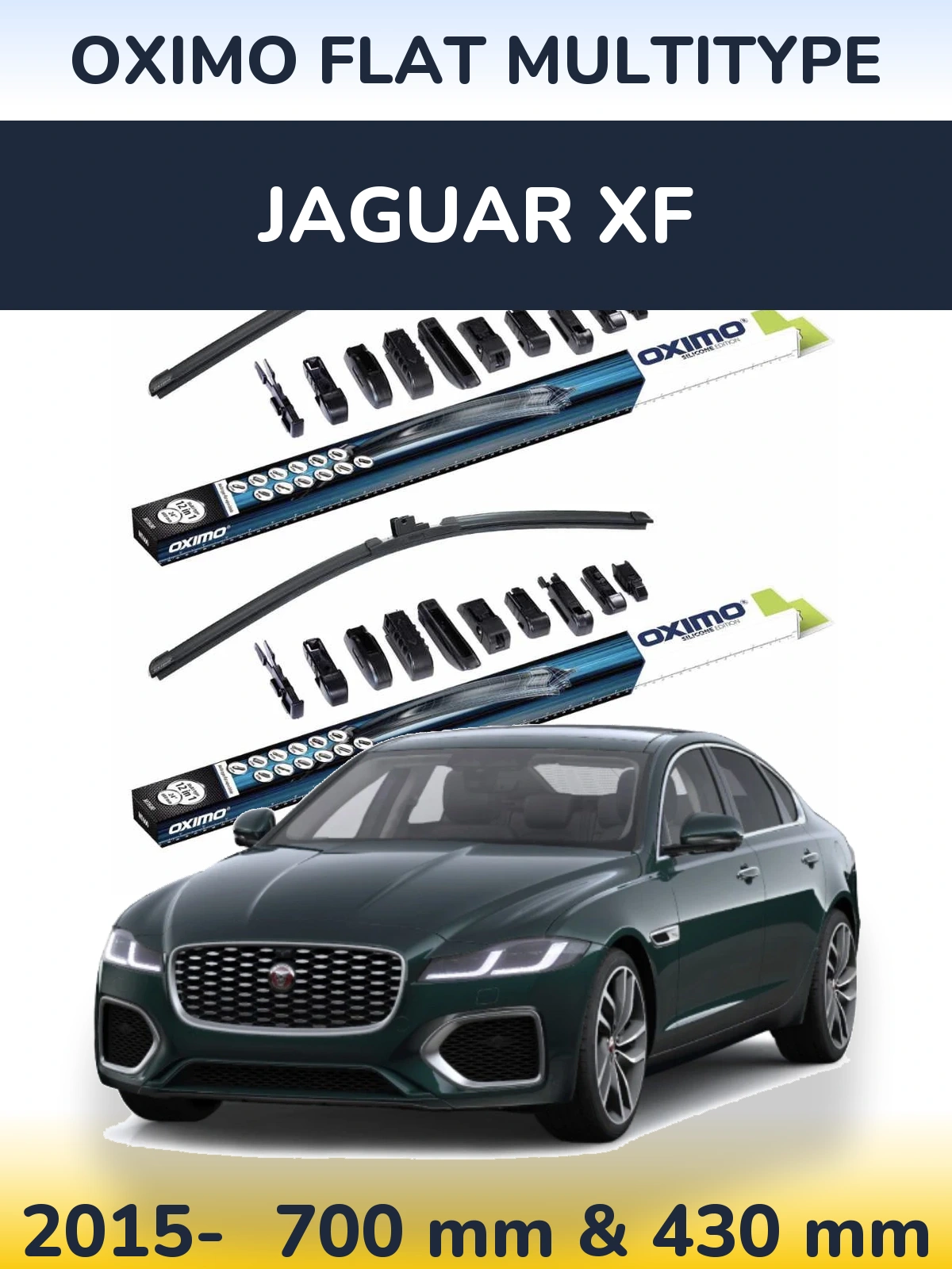 Sada předních stěračů Oximo Flat MultiType 700 a 430 mm pro Jaguar XF 2015-2026