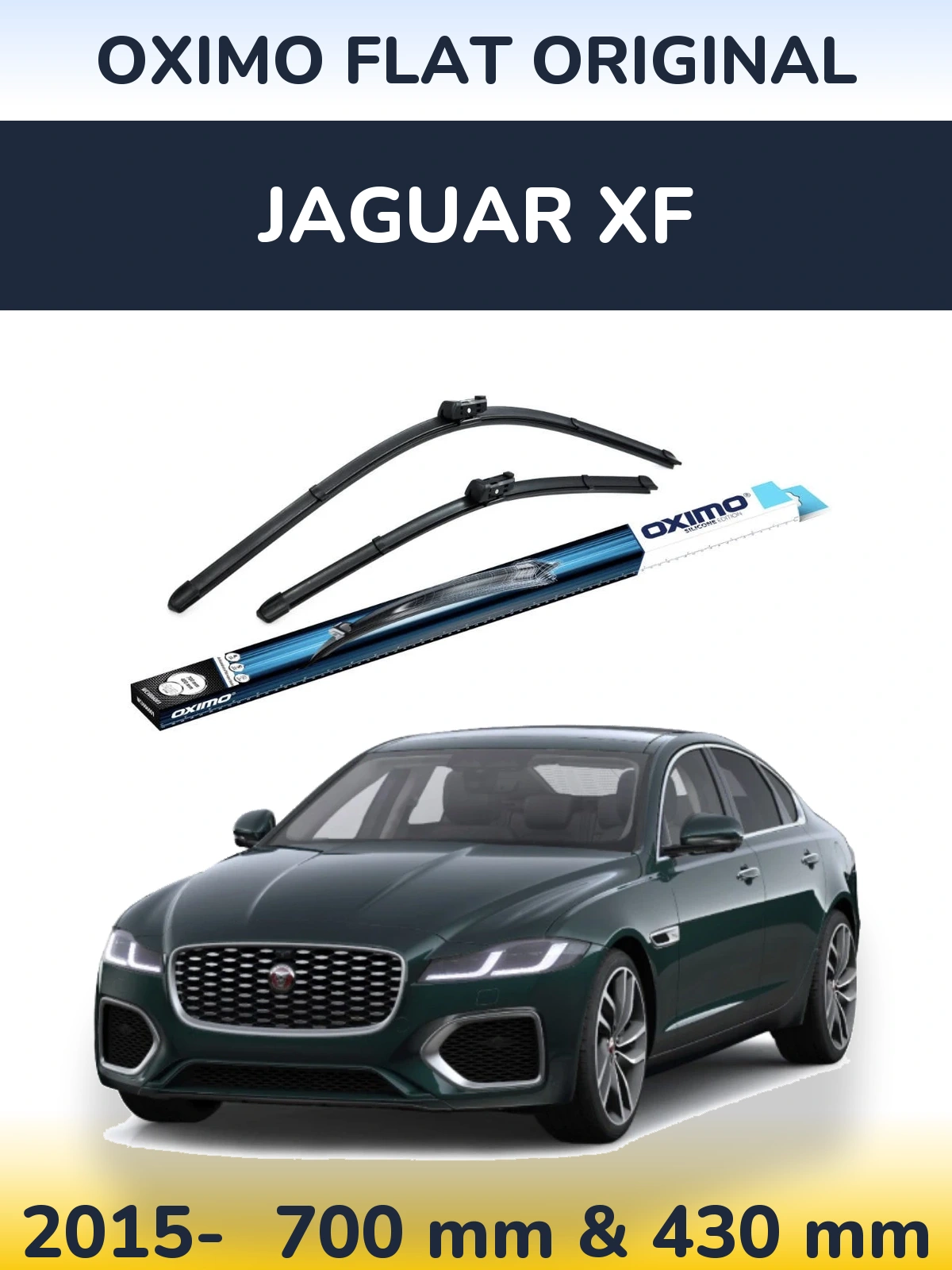 Sada předních stěračů Oximo Flat Original 700 a 430 mm pro Jaguar XF 2015-2026