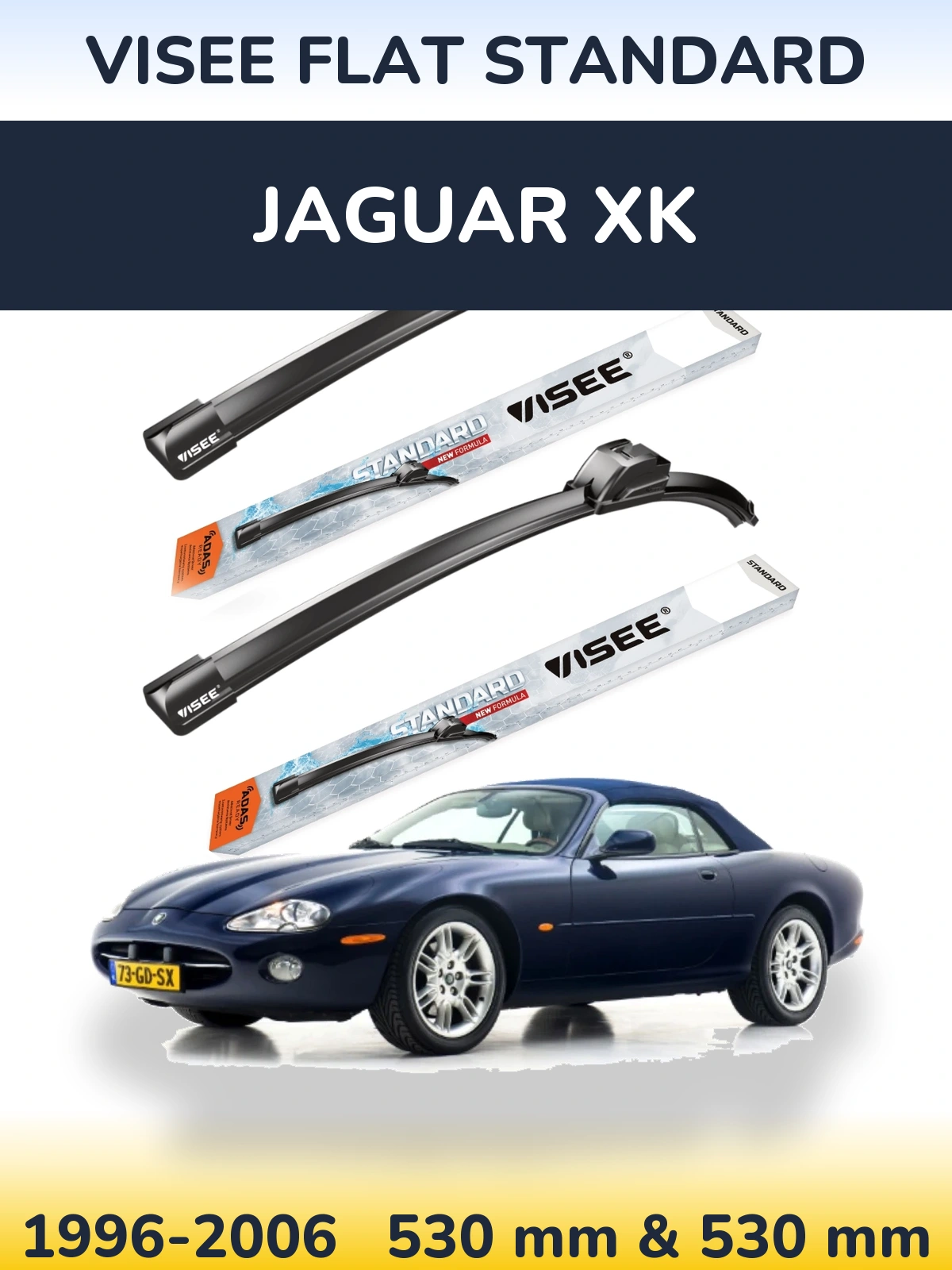 Sada předních stěračů VISEE FLAT STANDARD 530 a 530 mm pro Jaguar XK 1996-2006