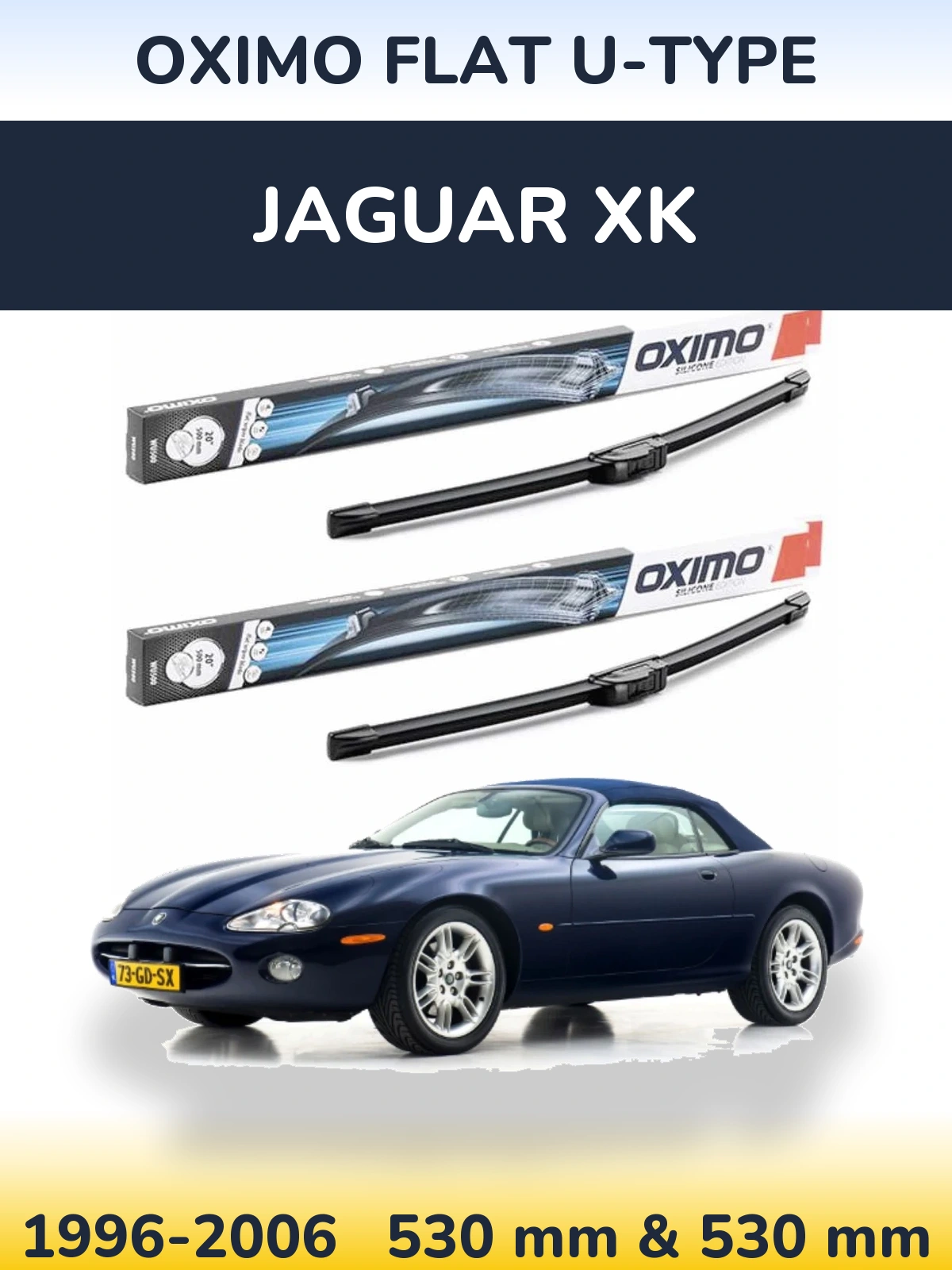 Sada předních stěračů Oximo Flat U-type 530 a 530 mm pro Jaguar XK 1996-2006