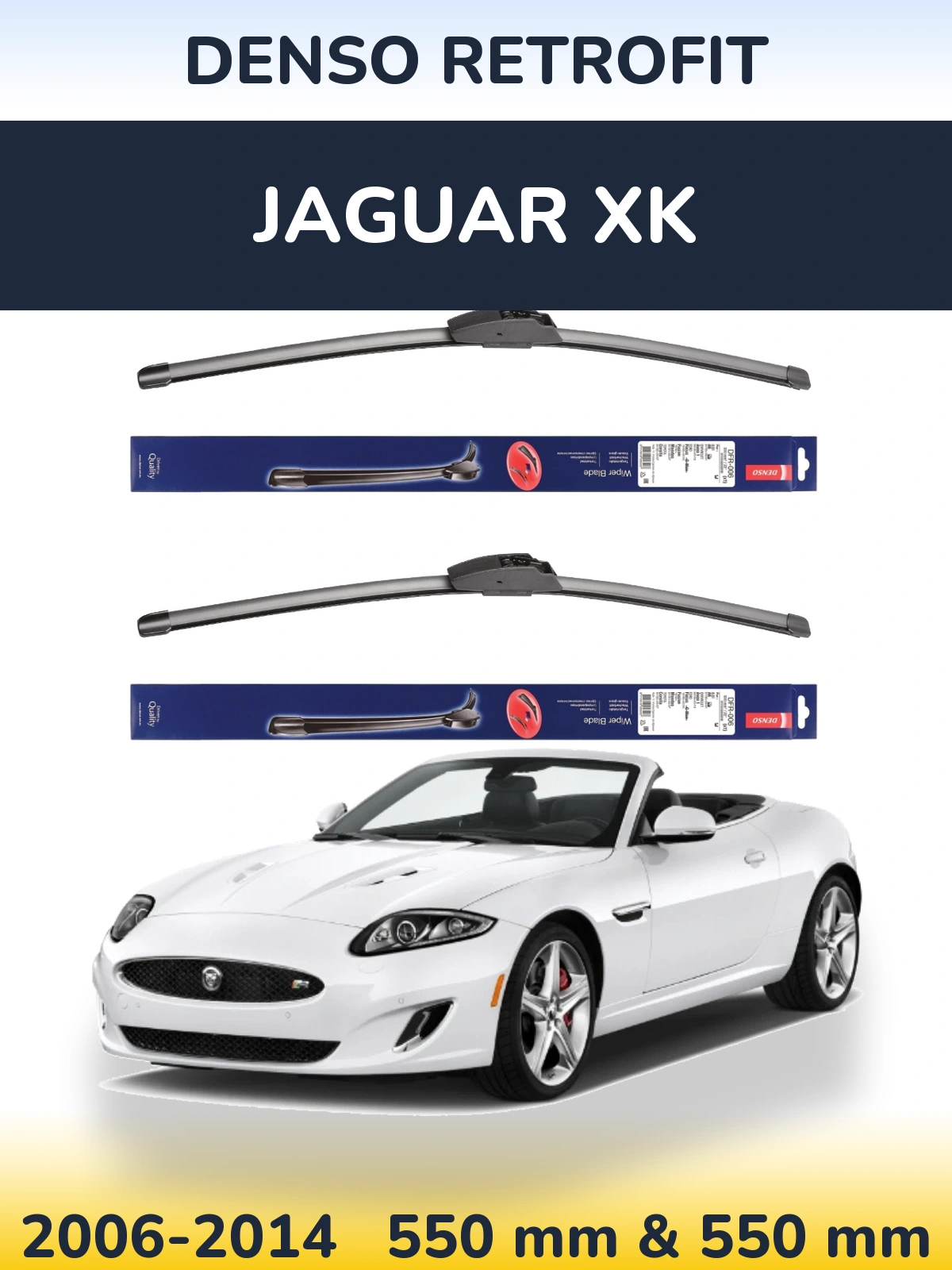 Sada předních stěračů Denso Retrofit 550 a 550 mm pro Jaguar XK 2006-2014
