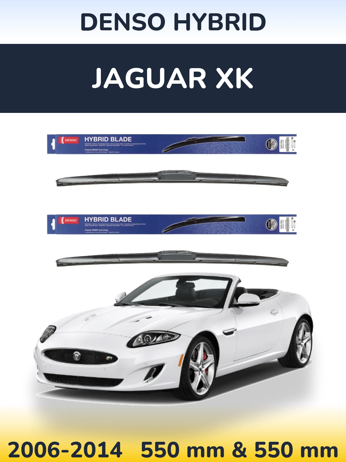 Sada předních stěračů Denso Hybrid 550 a 550 mm pro Jaguar XK 2006-2014