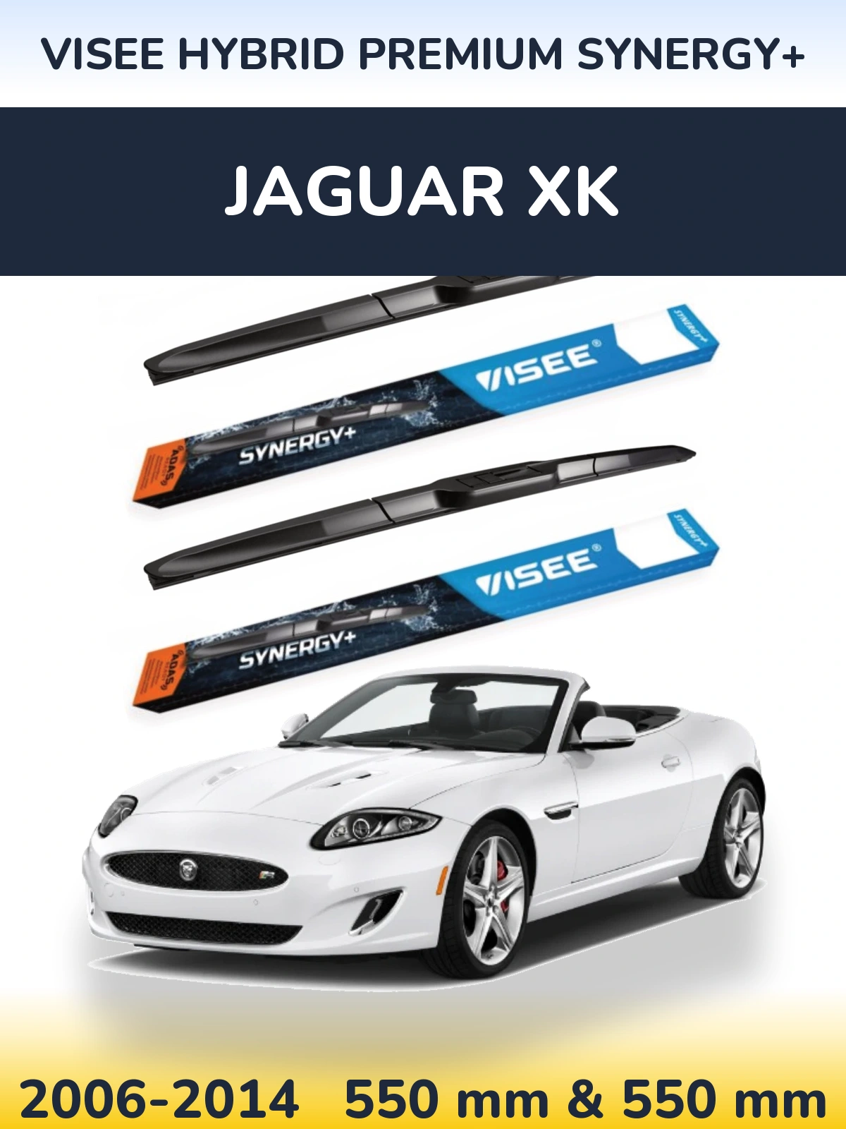 Sada předních stěračů VISEE HYBRID PREMIUM SYNERGY+ 550 a 550 mm pro Jaguar XK 2006-2014