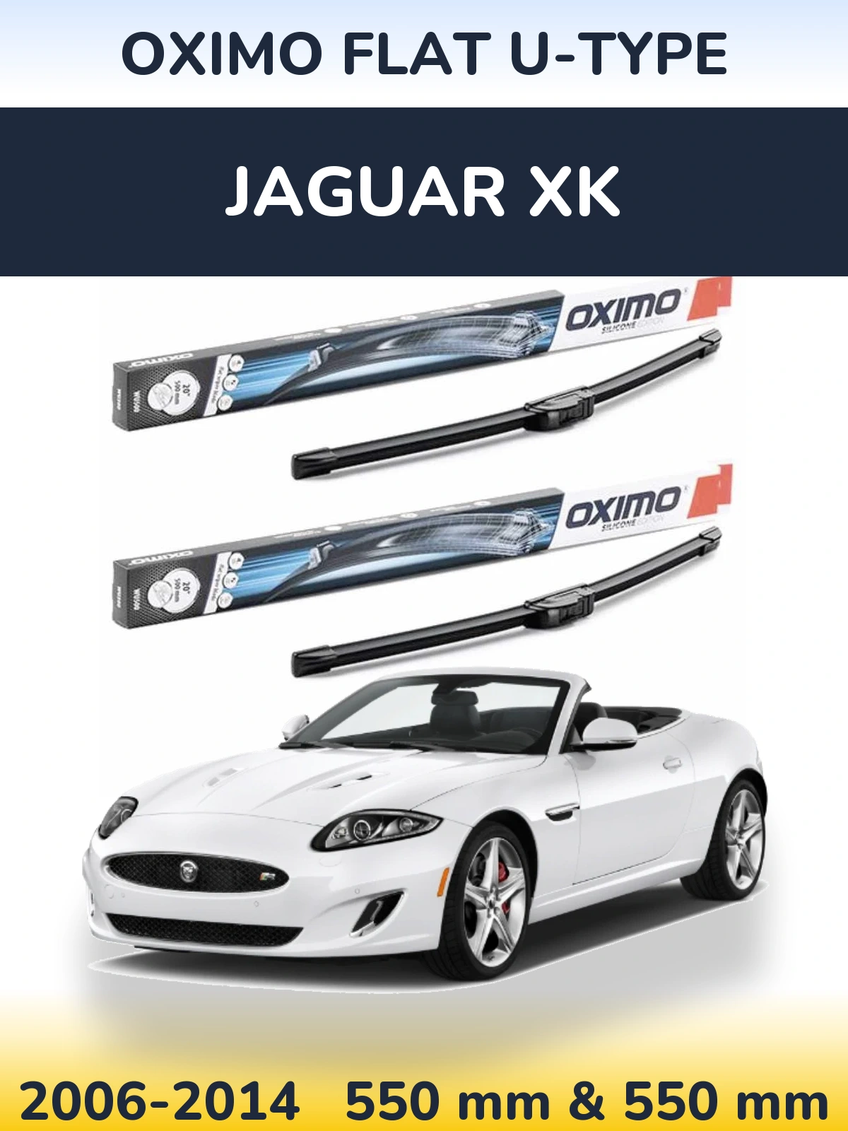 Sada předních stěračů Oximo Flat U-type 550 a 550 mm pro Jaguar XK 2006-2014