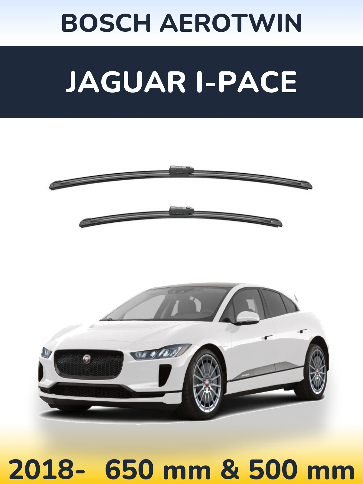 Sada předních stěračů BOSCH AeroTwin 650 a 500 mm pro Jaguar I-Pace 2018-2026