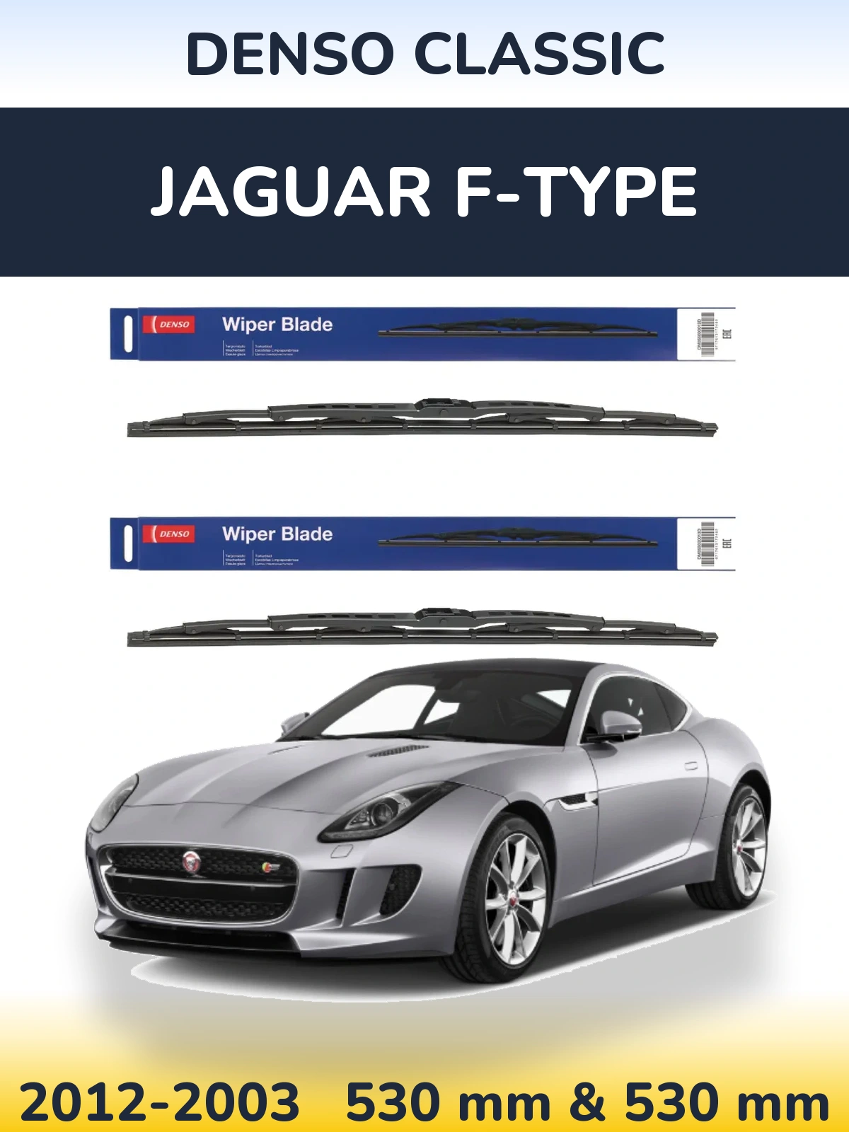 Sada předních stěračů Denso Classic 530 a 530 mm pro Jaguar F-Type 2012-2003