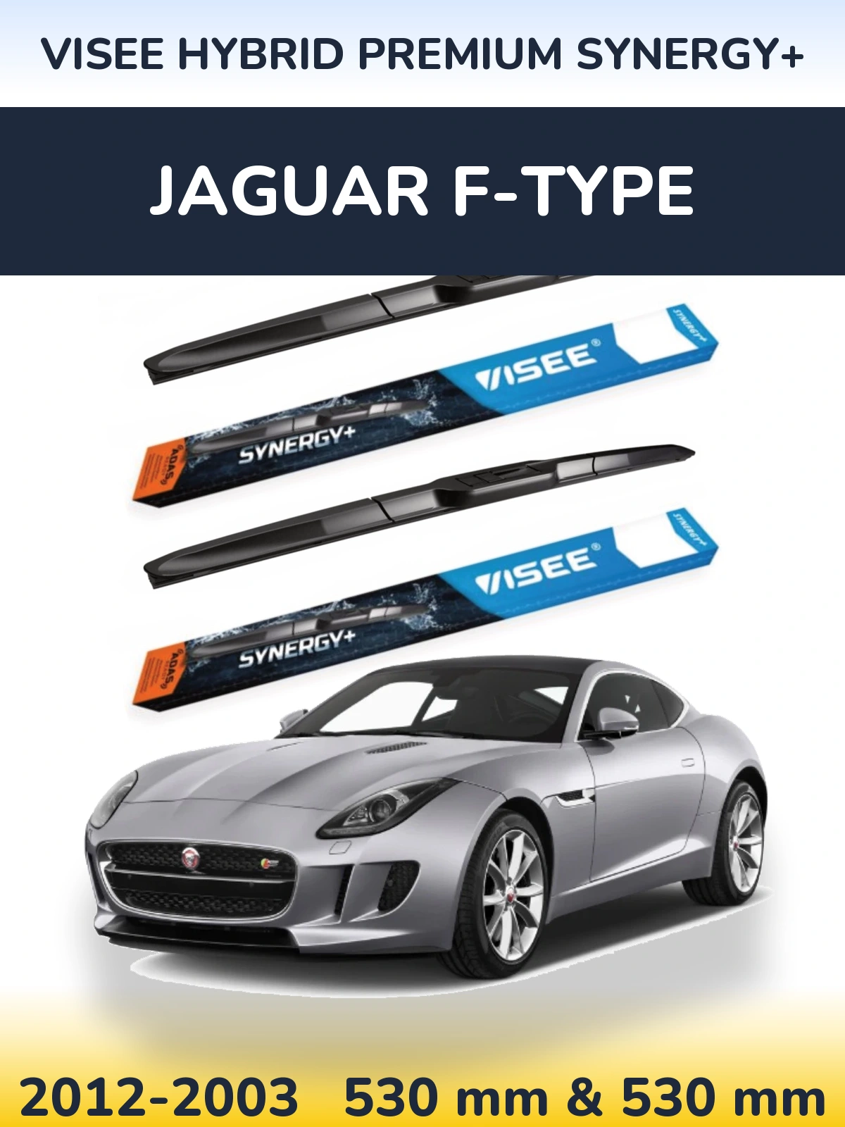 Sada předních stěračů VISEE HYBRID PREMIUM SYNERGY+ 530 a 530 mm pro Jaguar F-Type 2012-2003