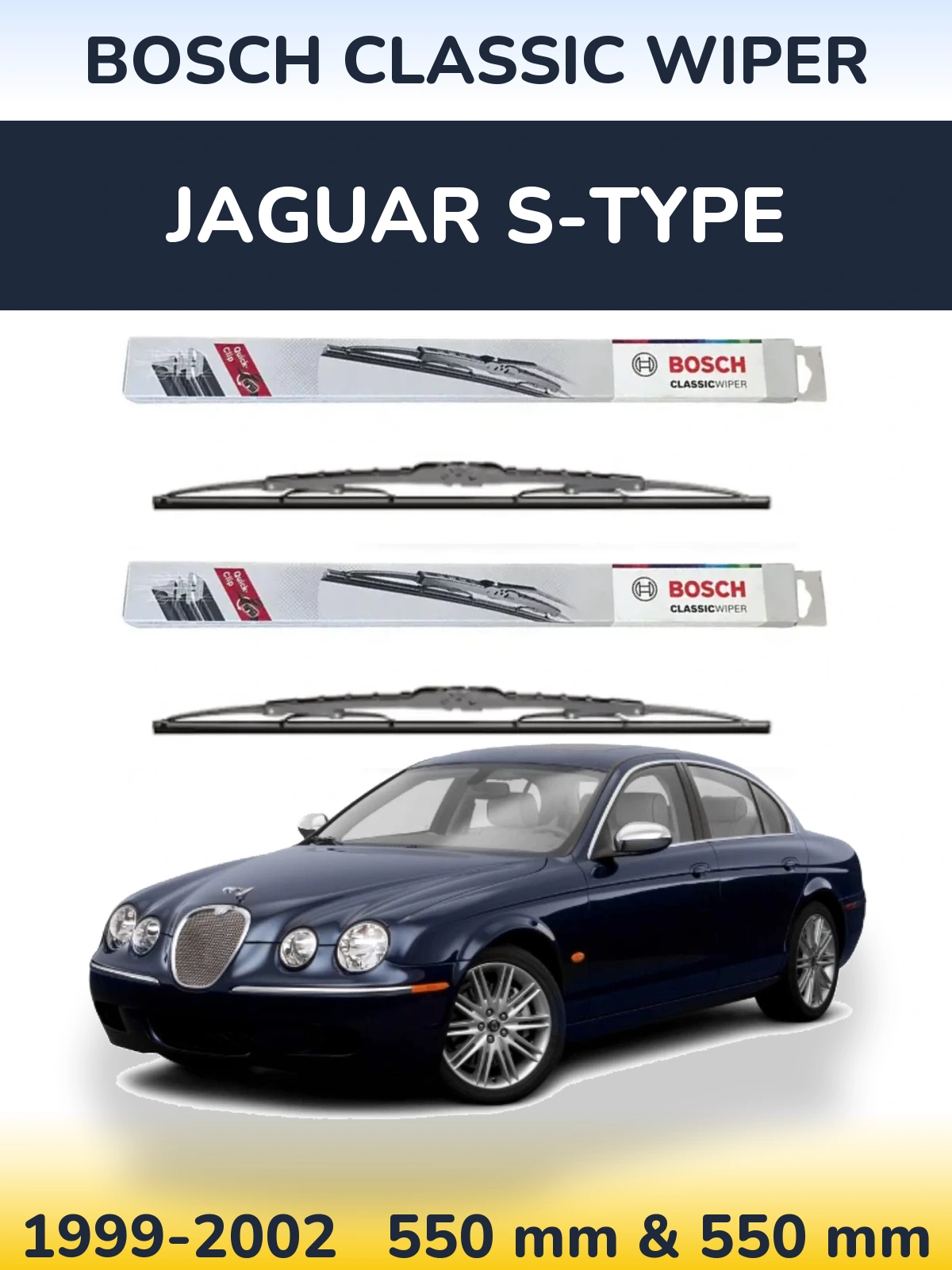Sada předních stěračů BOSCH Classic Wiper 550 a 550 mm pro Jaguar S-Type 1999-2002