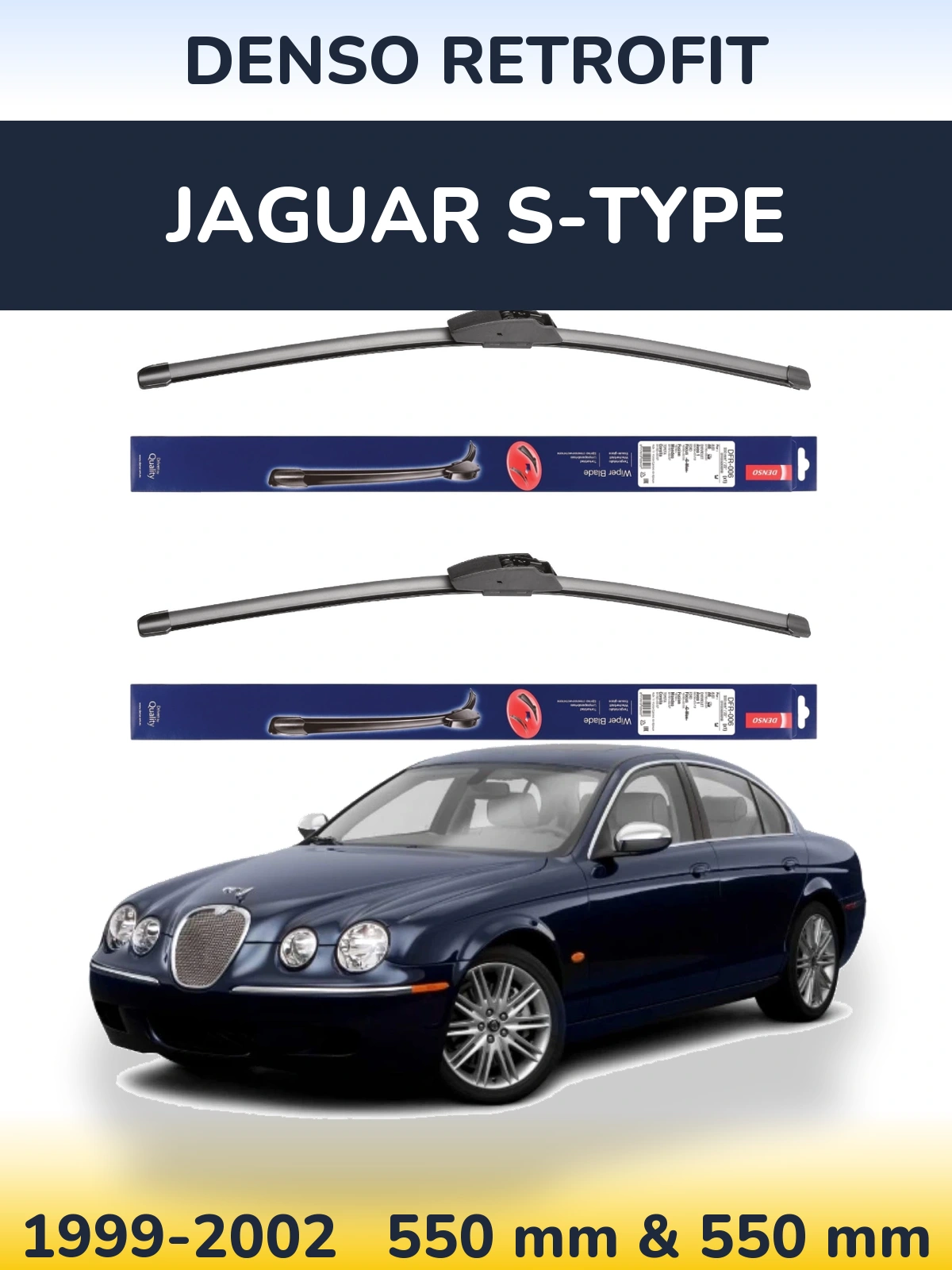Sada předních stěračů Denso Retrofit 550 a 550 mm pro Jaguar S-Type 1999-2002