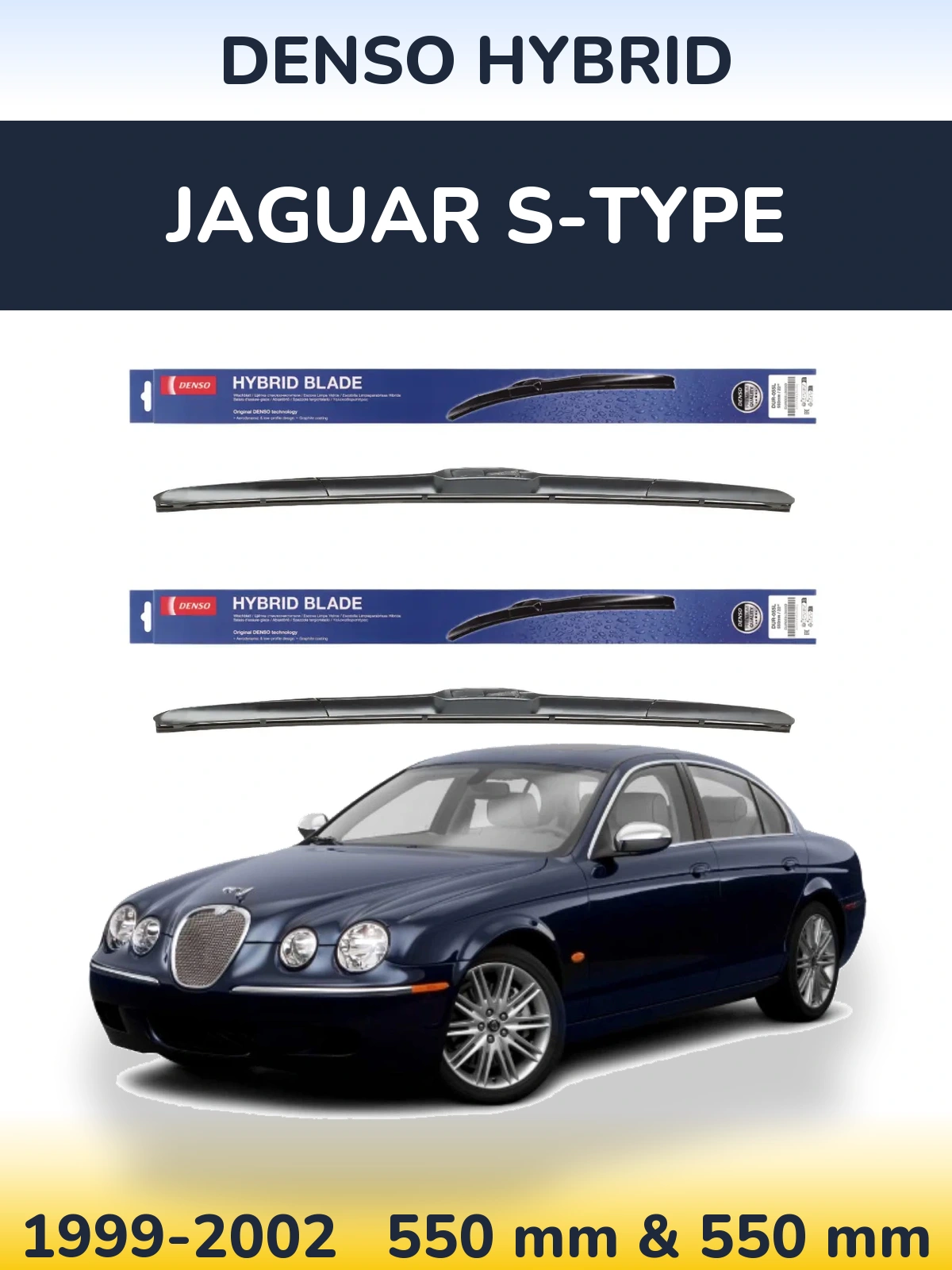 Sada předních stěračů Denso Hybrid 550 a 550 mm pro Jaguar S-Type 1999-2002