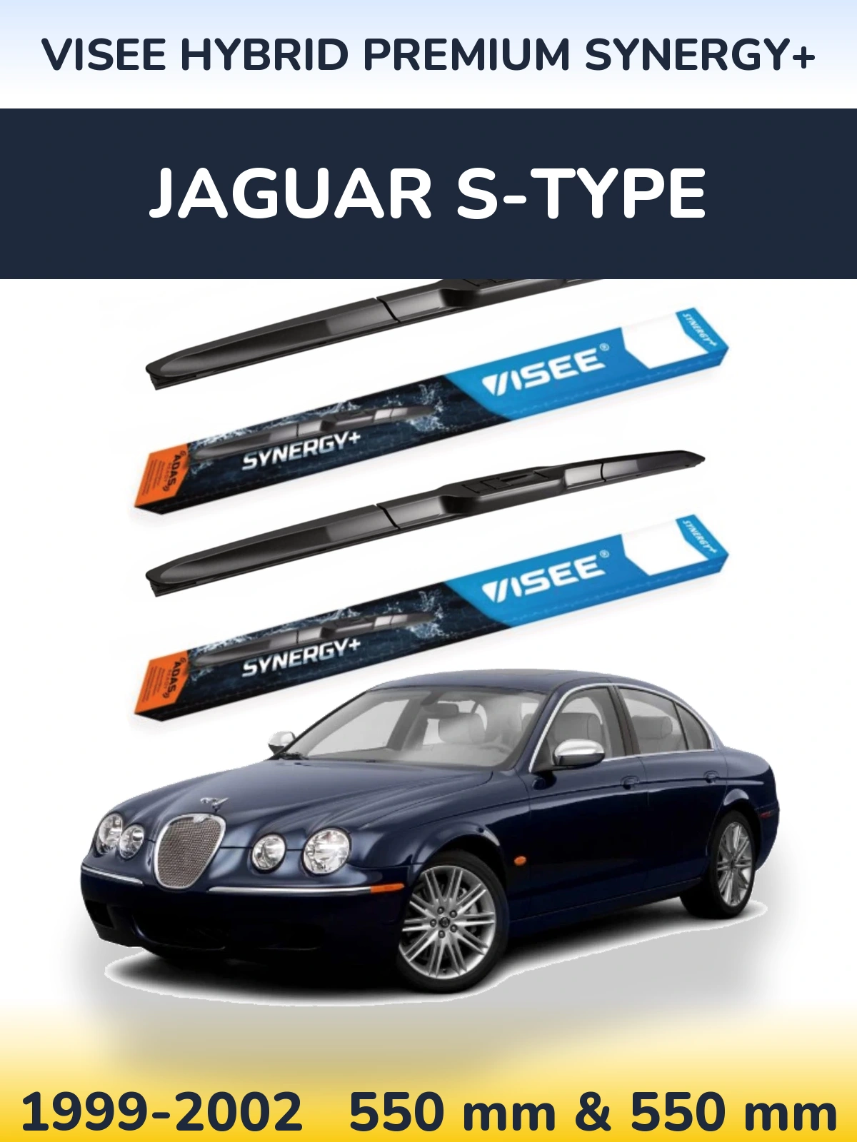 Sada předních stěračů VISEE HYBRID PREMIUM SYNERGY+ 550 a 550 mm pro Jaguar S-Type 1999-2002