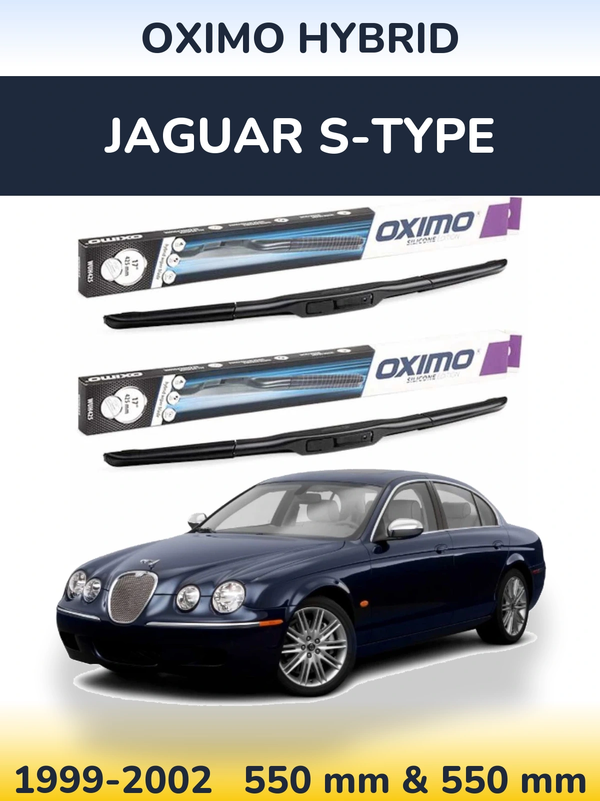 Sada předních stěračů Oximo Hybrid 550 a 550 mm pro Jaguar S-Type 1999-2002