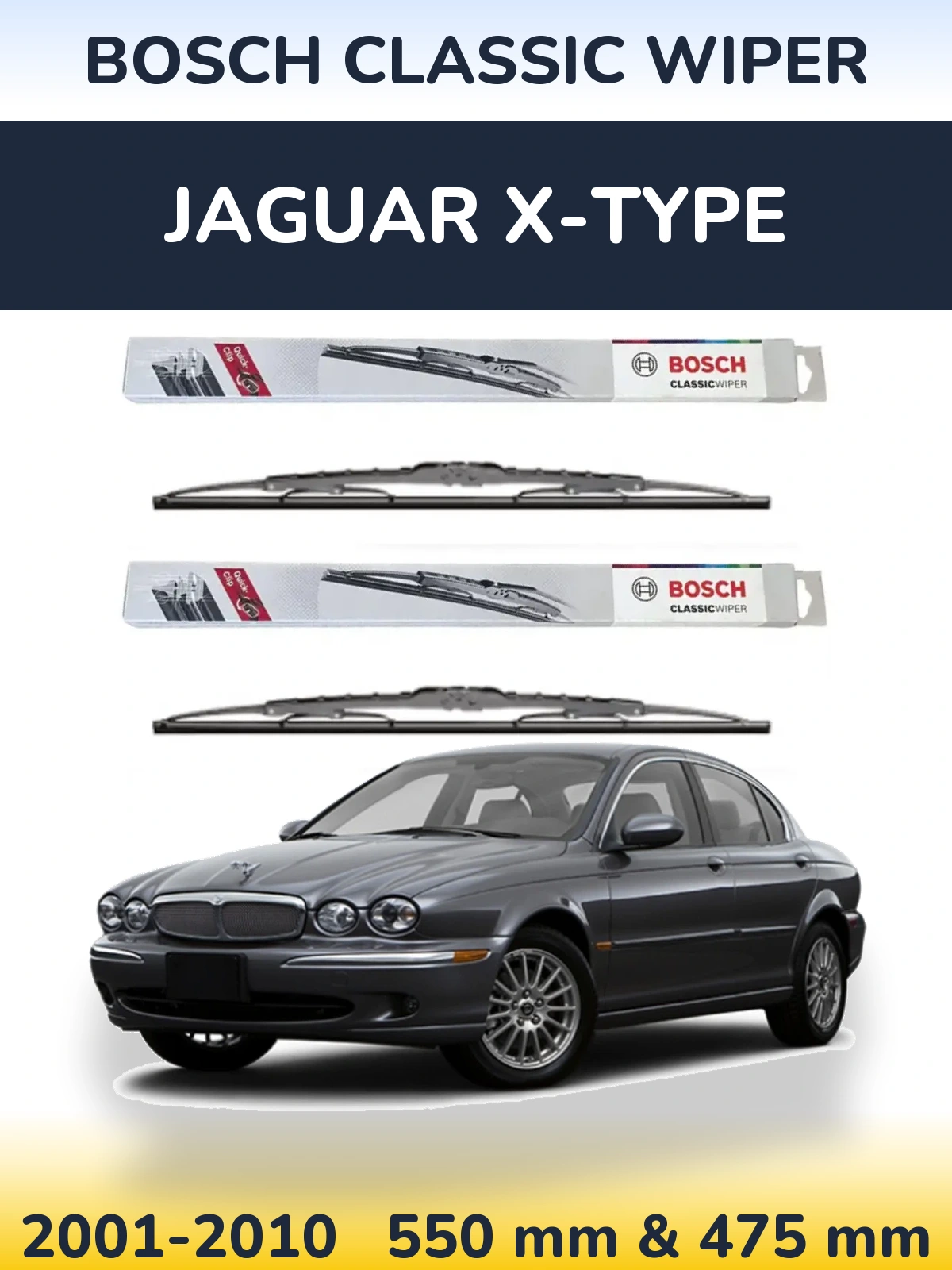 Sada předních stěračů BOSCH Classic Wiper 550 a 475 mm pro Jaguar X-Type 2001-2010