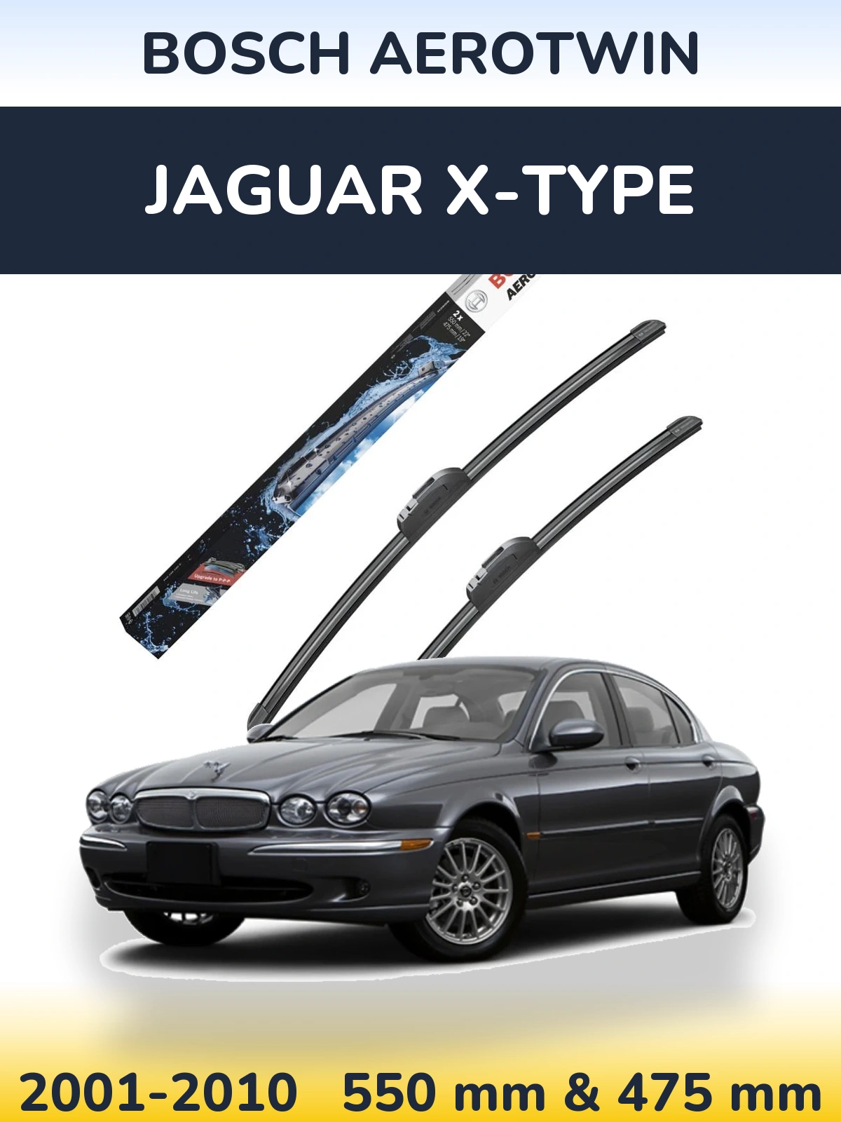 Sada předních stěračů BOSCH AeroTwin 550 a 475 mm pro Jaguar X-Type 2001-2010