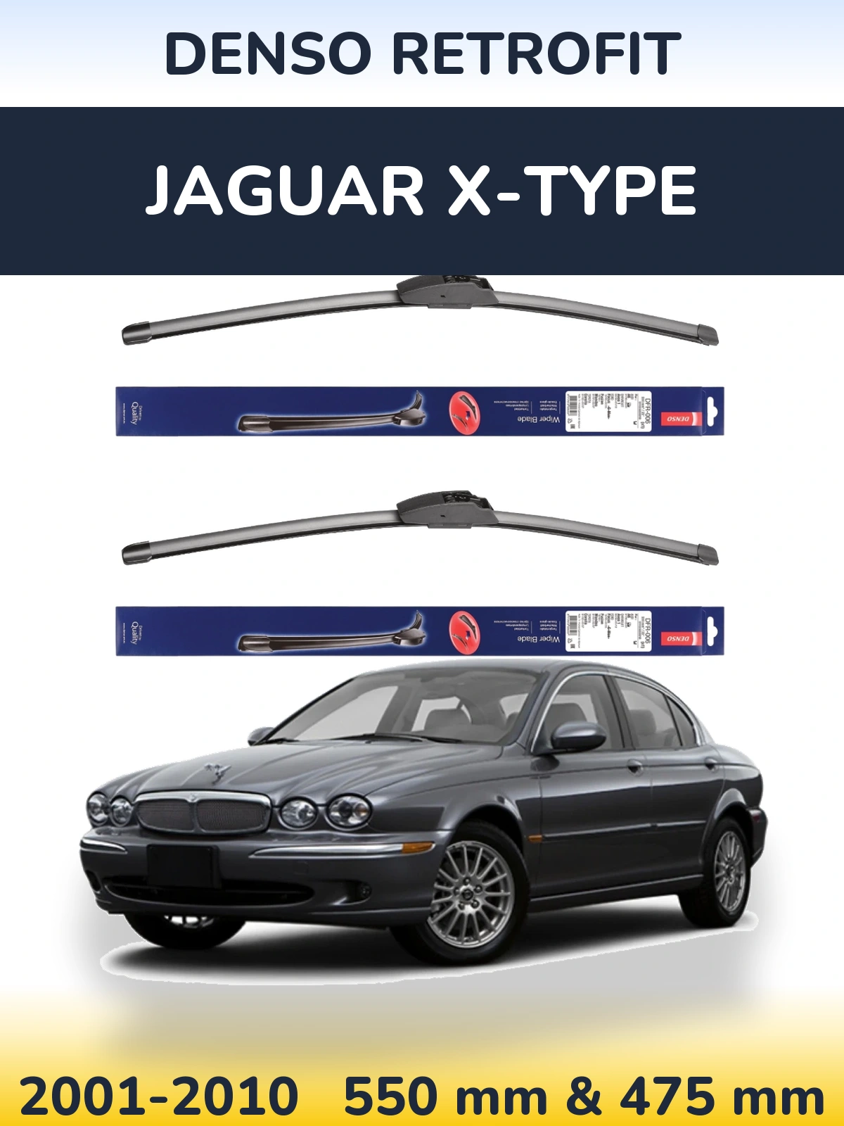 Sada předních stěračů Denso Retrofit 550 a 475 mm pro Jaguar X-Type 2001-2010