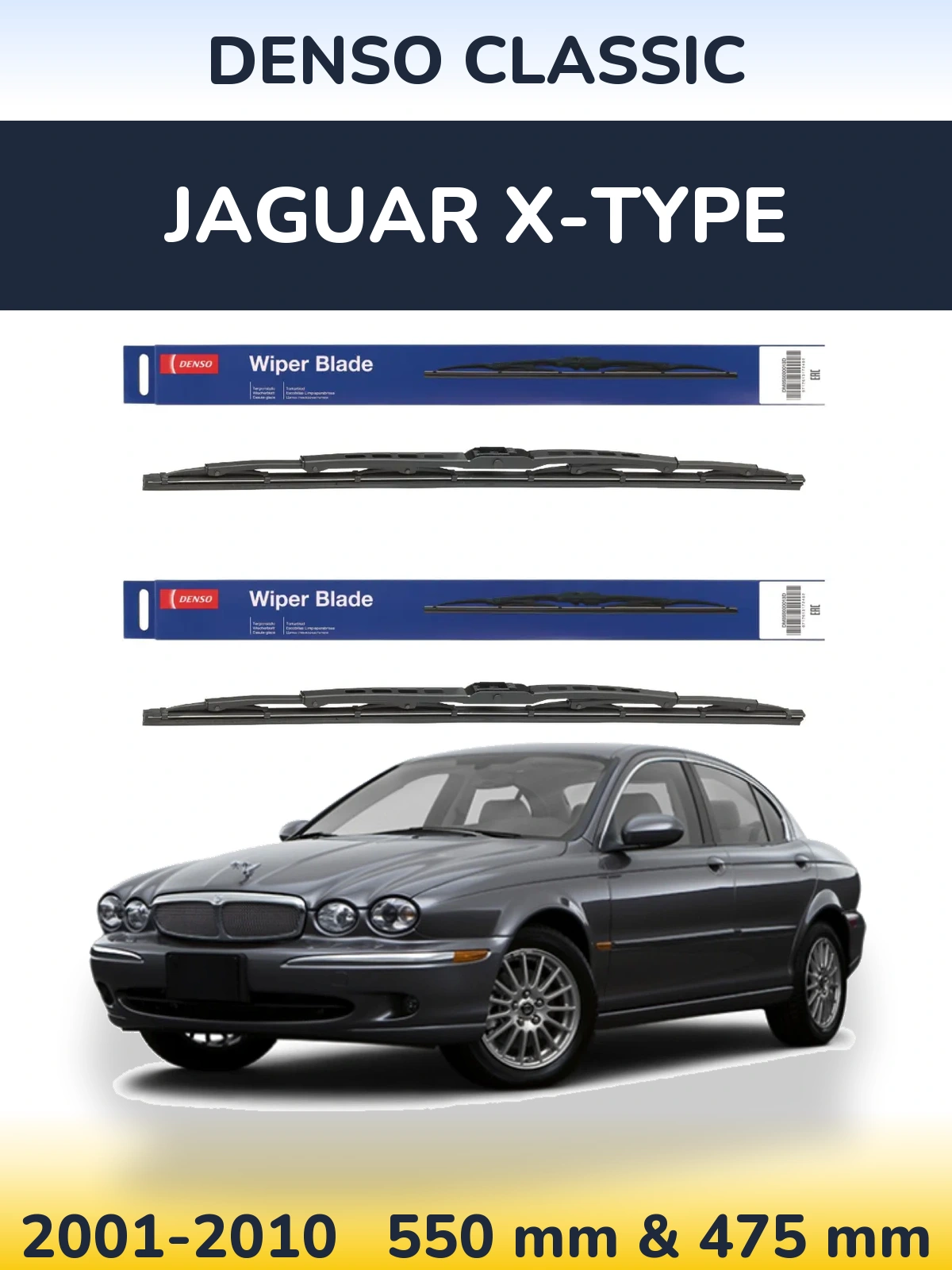 Sada předních stěračů Denso Classic 550 a 475 mm pro Jaguar X-Type 2001-2010