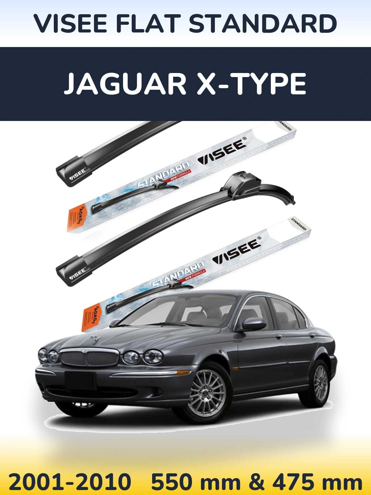Sada předních stěračů VISEE FLAT STANDARD 550 a 475 mm pro Jaguar X-Type 2001-2010