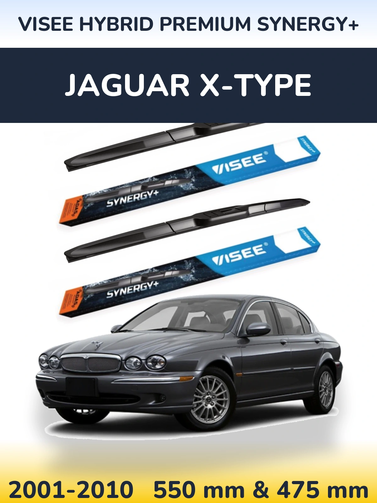 Sada předních stěračů VISEE HYBRID PREMIUM SYNERGY+ 550 a 475 mm pro Jaguar X-Type 2001-2010