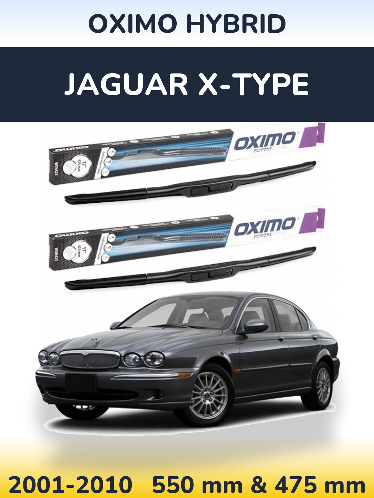 Sada předních stěračů Oximo Hybrid 550 a 475 mm pro Jaguar X-Type 2001-2010