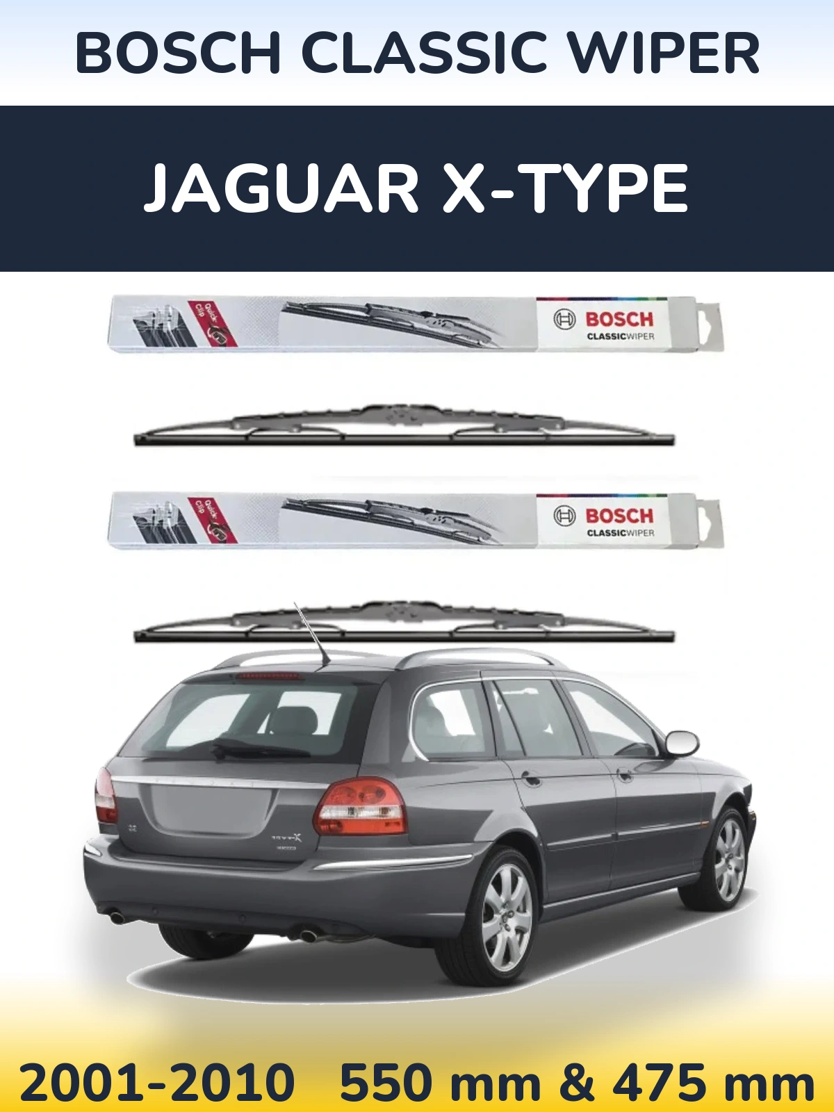 Sada předních stěračů BOSCH Classic Wiper 550 a 475 mm pro Jaguar X-Type 2001-2010