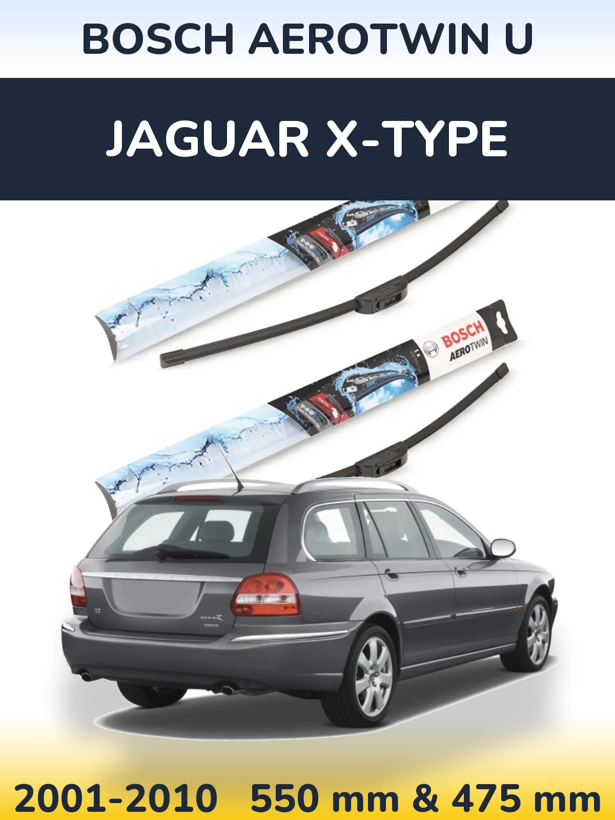 Комплект передніх щіток BOSCH AeroTwin U 550 & 475 мм для Jaguar X-Типe 2001-2010