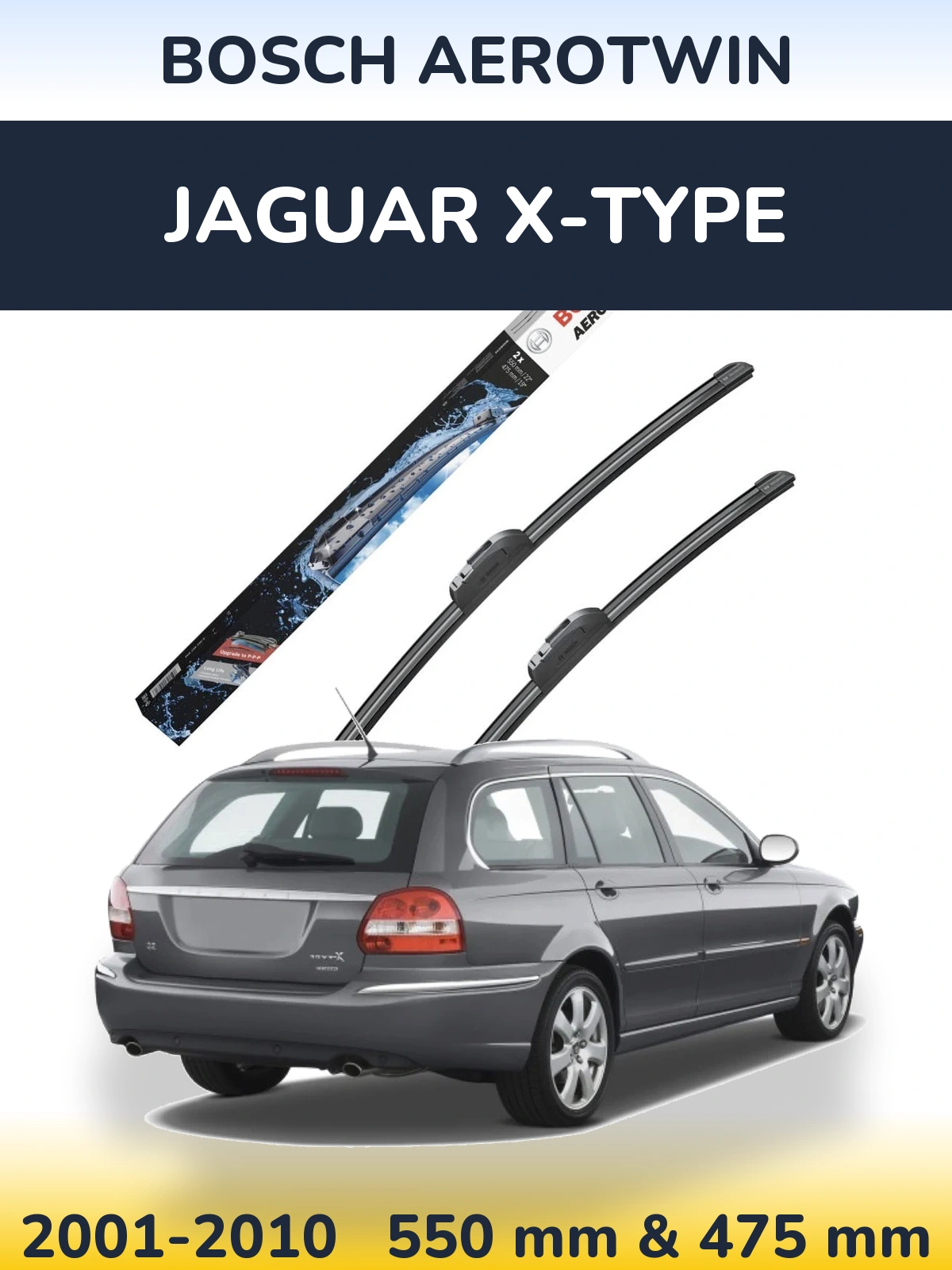 Sada předních stěračů BOSCH AeroTwin 550 a 475 mm pro Jaguar X-Type 2001-2010