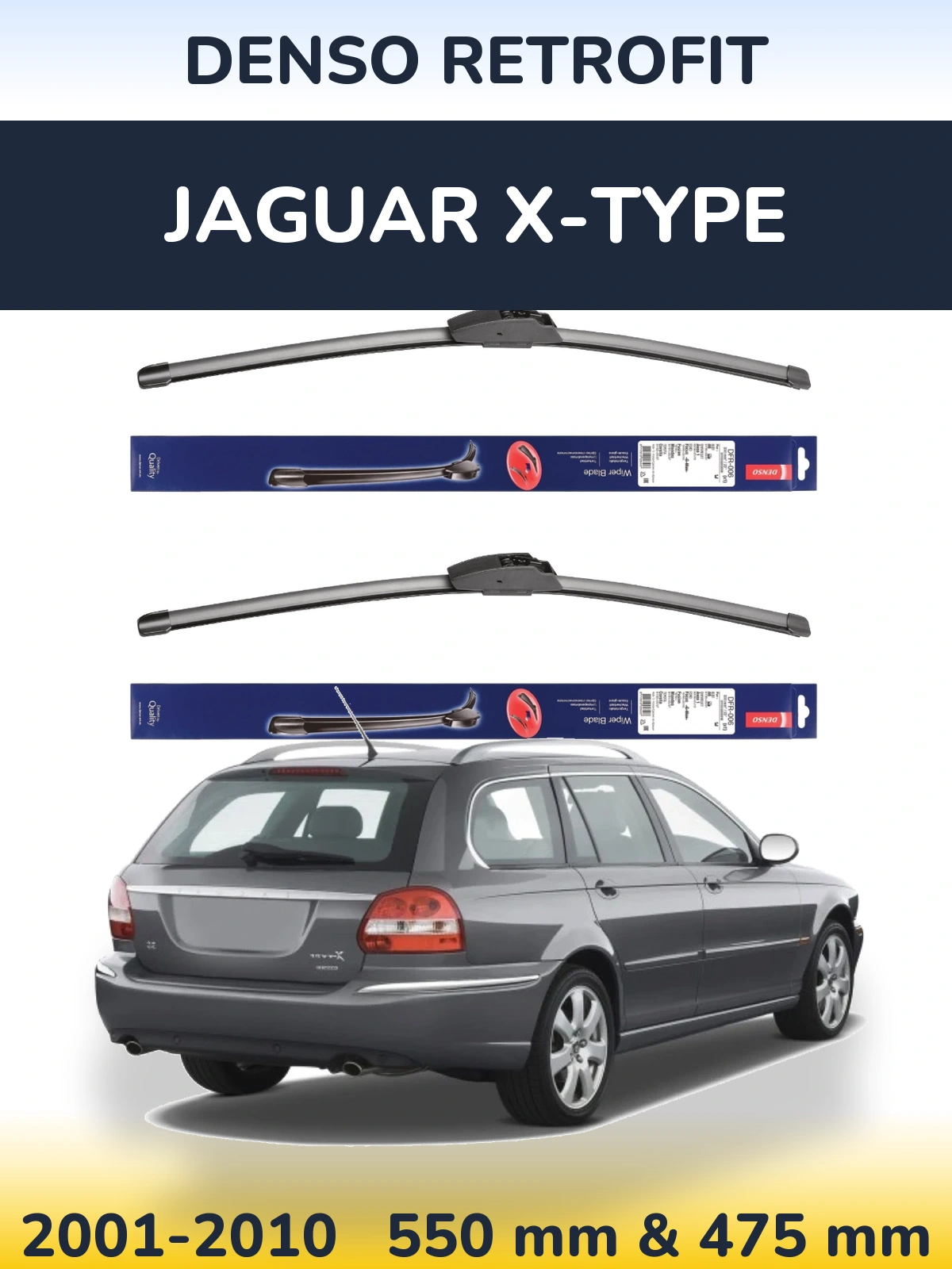 Sada předních stěračů Denso Retrofit 550 a 475 mm pro Jaguar X-Type 2001-2010