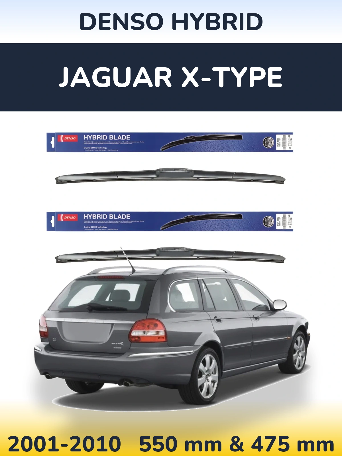 Sada předních stěračů Denso Hybrid 550 a 475 mm pro Jaguar X-Type 2001-2010