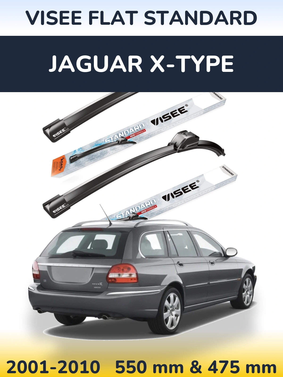 Sada předních stěračů VISEE FLAT STANDARD 550 a 475 mm pro Jaguar X-Type 2001-2010