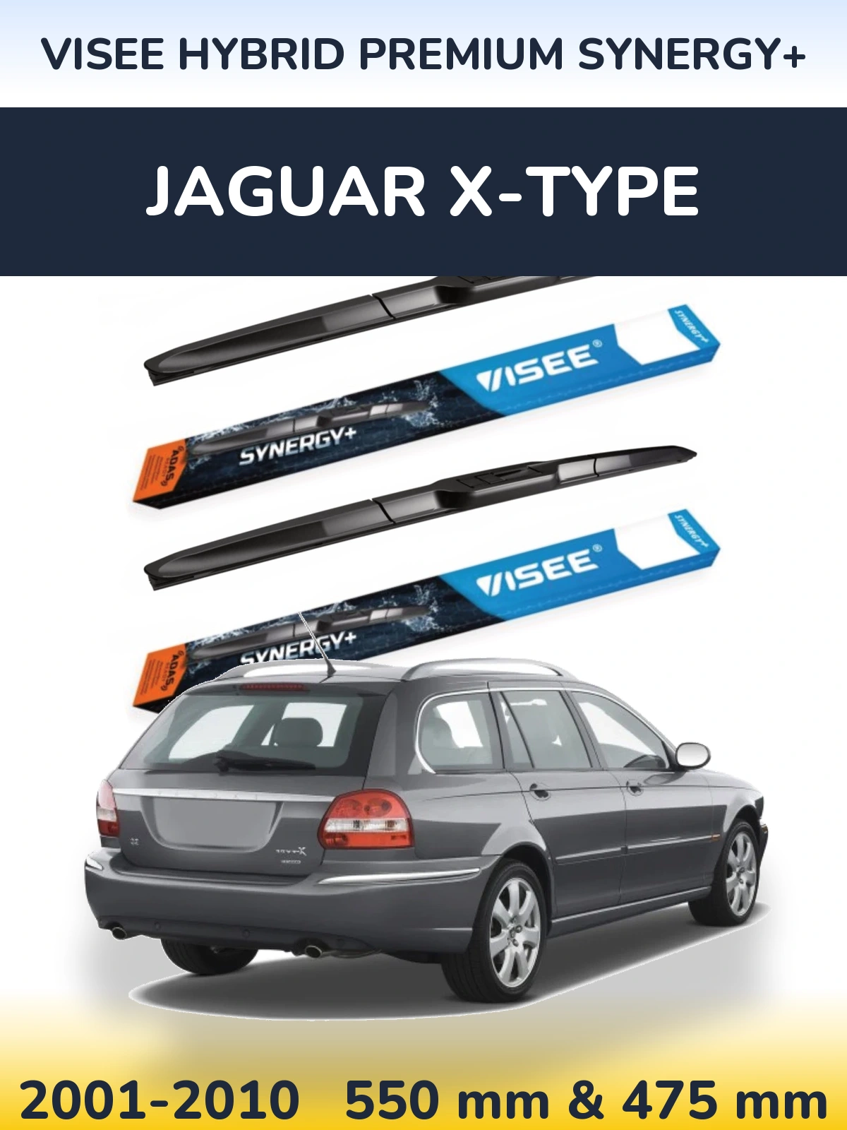 Sada předních stěračů VISEE HYBRID PREMIUM SYNERGY+ 550 a 475 mm pro Jaguar X-Type 2001-2010