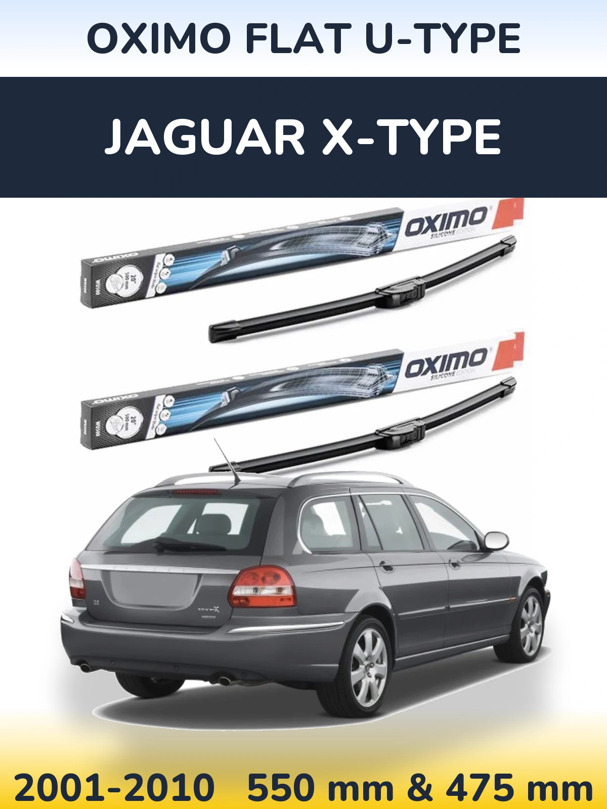 Sada předních stěračů Oximo Flat U-type 550 a 475 mm pro Jaguar X-Type 2001-2010