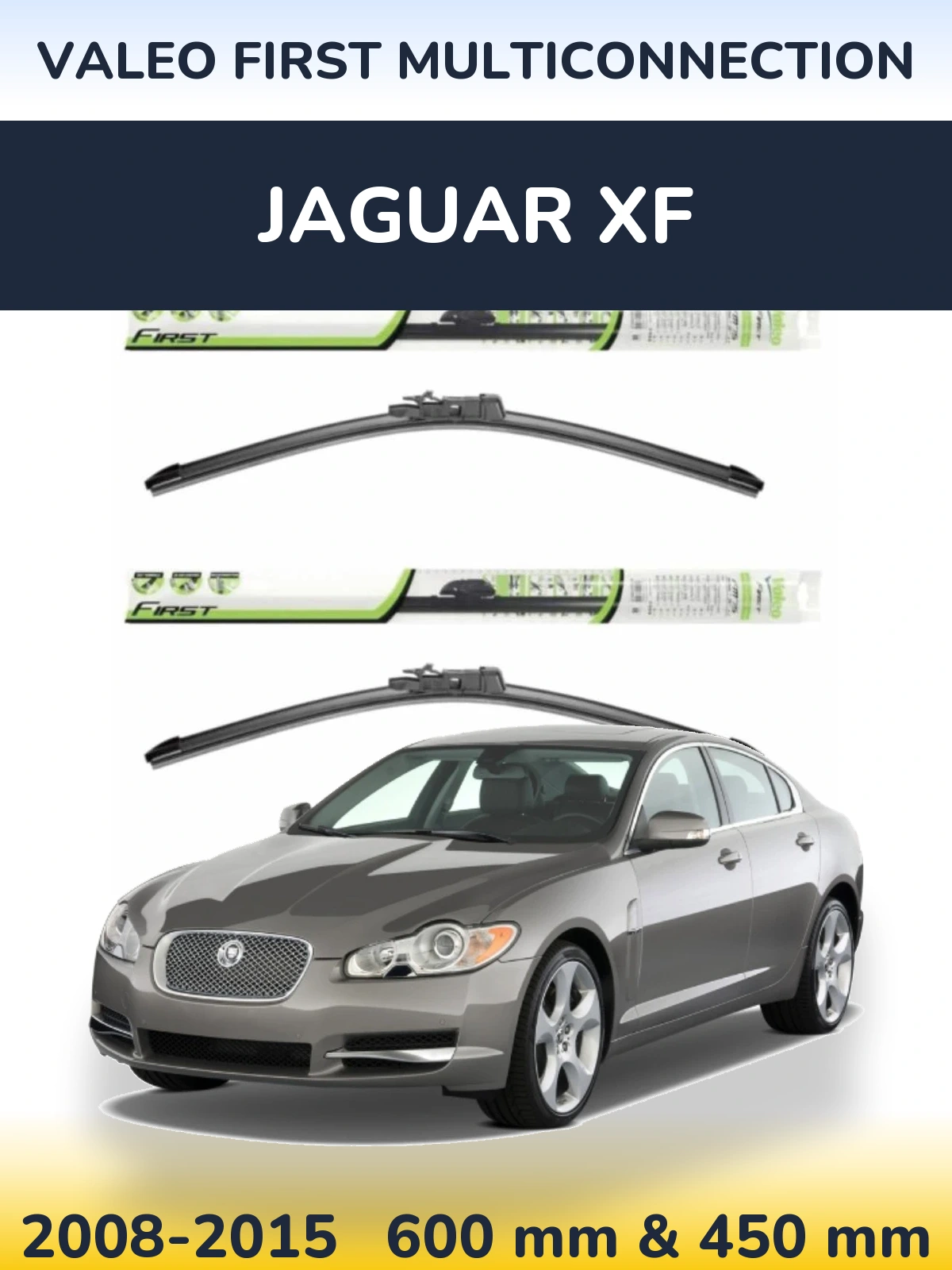 Sada předních stěračů Valeo First MultiConnection 600 a 450 mm pro Jaguar XF 2008-2015