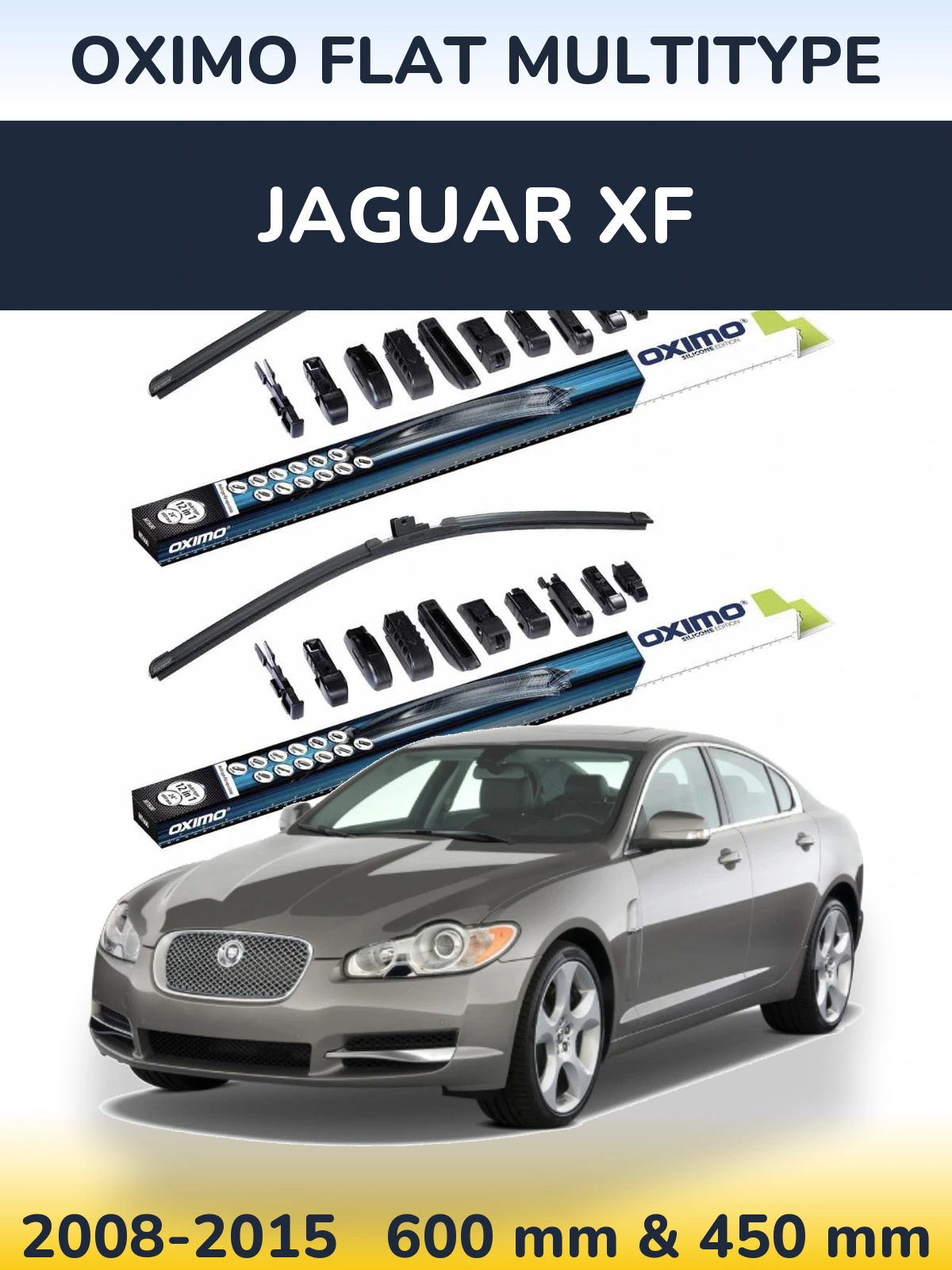 Комплект передніх щіток Oximo Flat MultiТипe 600 & 450 мм для Jaguar XF 2008-2015