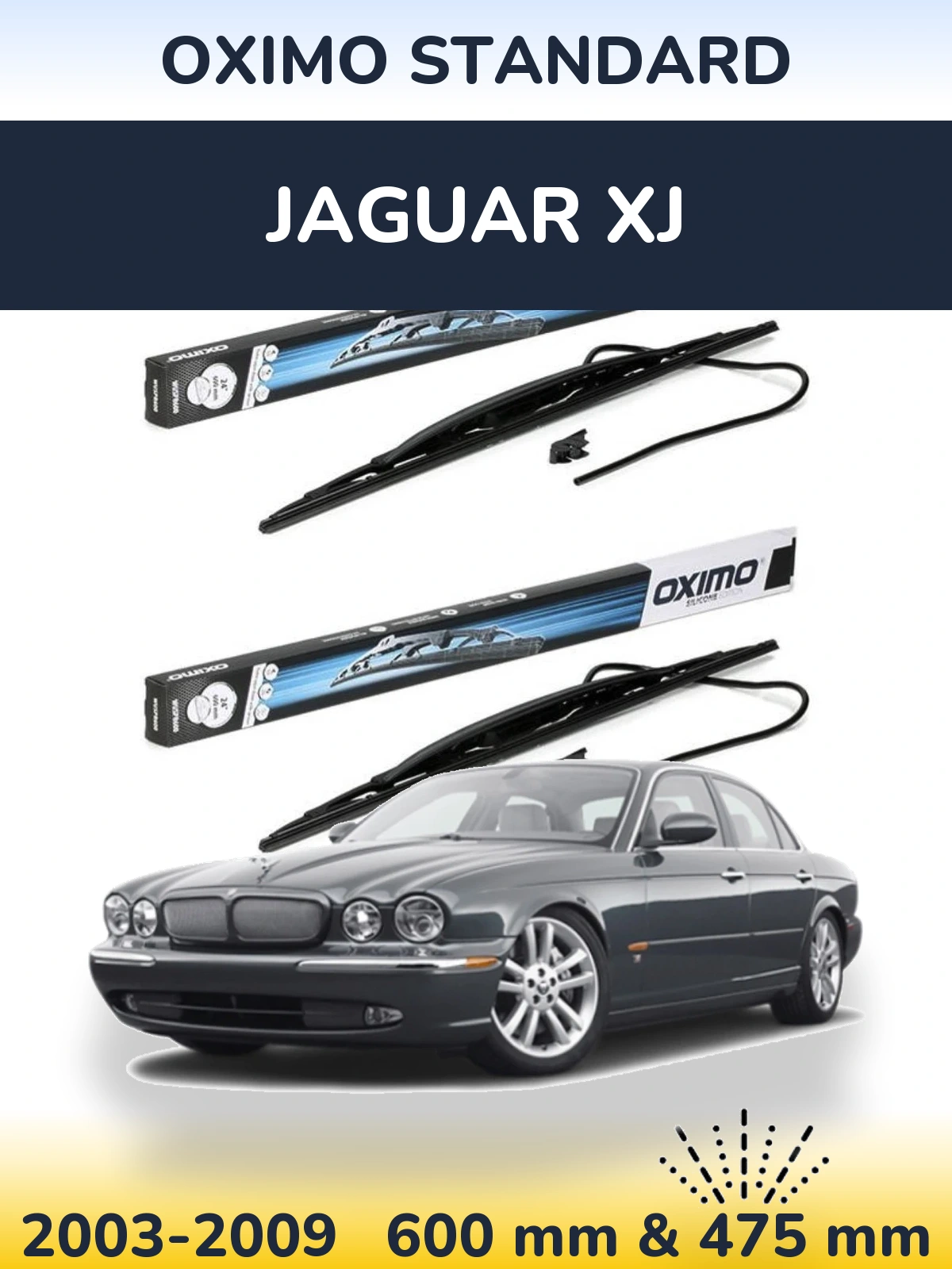 Sada předních stěračů Oximo Standard 600 a 450 mm pro Jaguar XJ 2003-2009